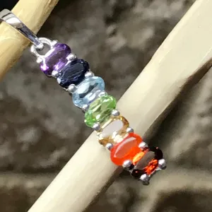 Natural Garnet, Carnelian, Citrine, Peridot 925 Solid Sterling Silver Chakra Pendant 30mm