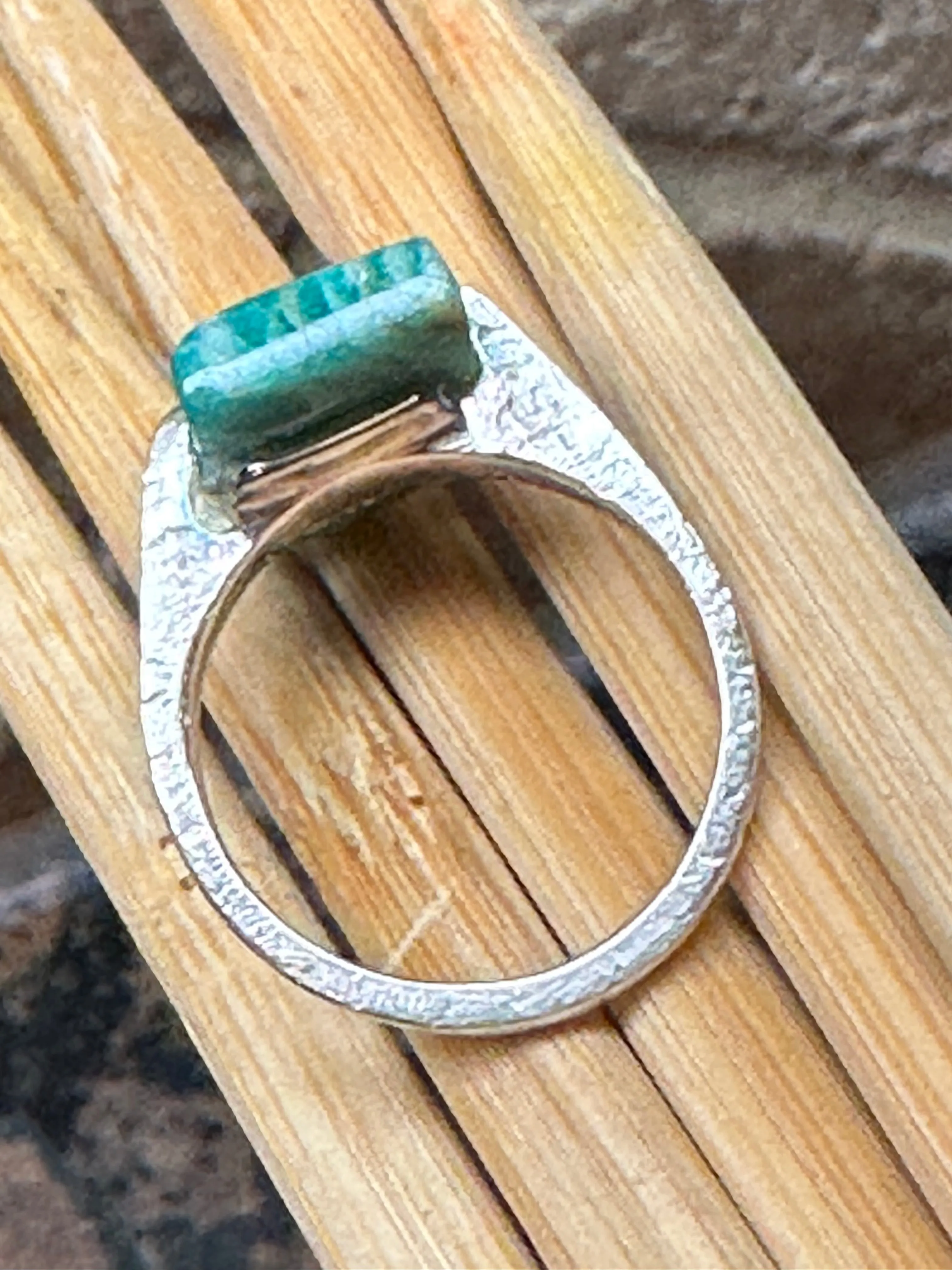 Natural Green Amazonite 925 Solid Sterling Silver Ring Size 7.5