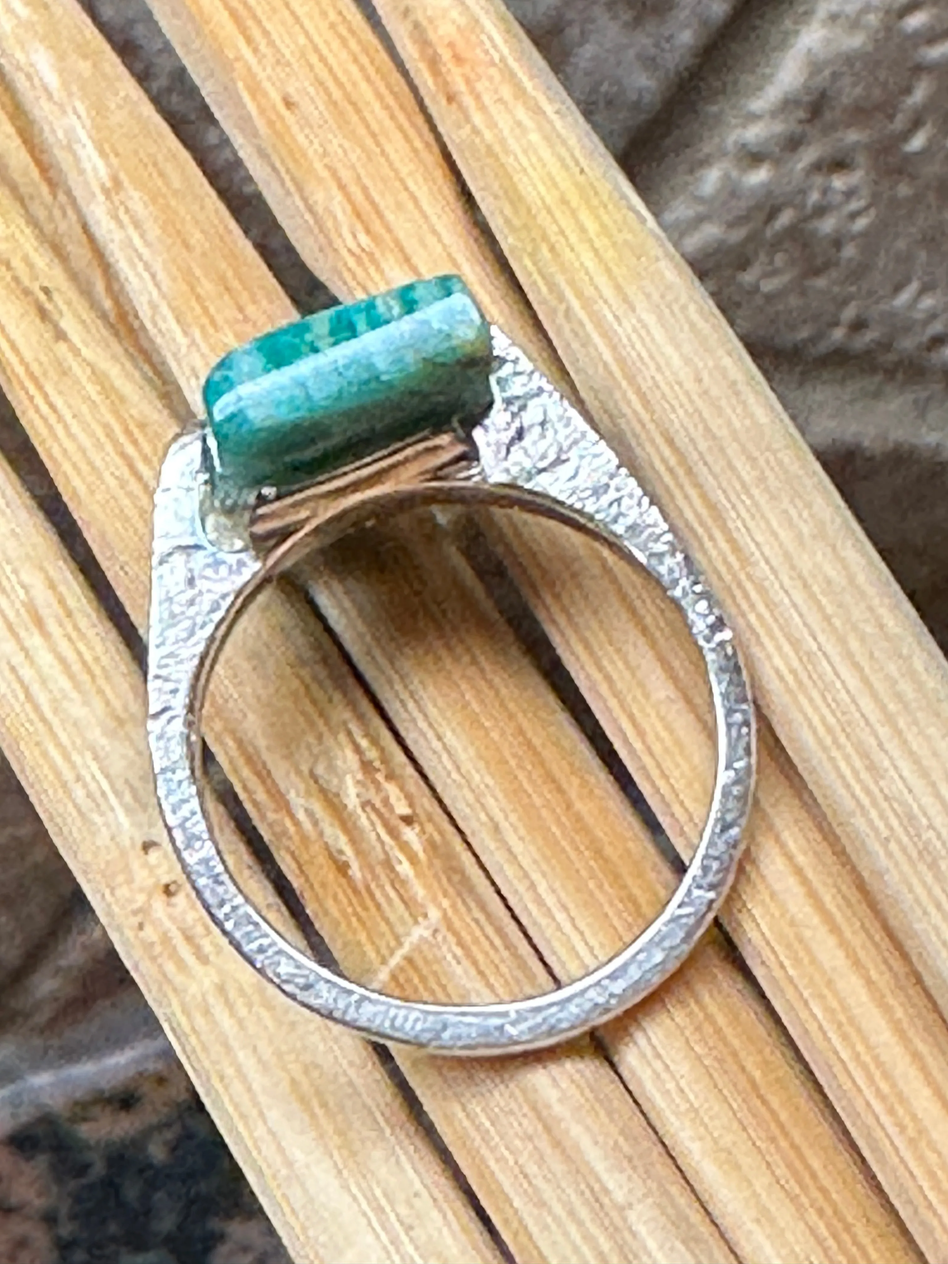 Natural Green Amazonite 925 Solid Sterling Silver Ring Size 7.5