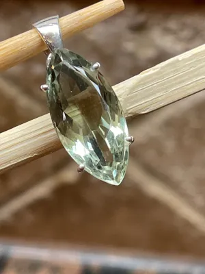Natural Green Amethyst 925 Solid Sterling Silver Pendant 30mm