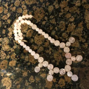 Natural Handcarved Pink Rose Quartz Necklace 18"
