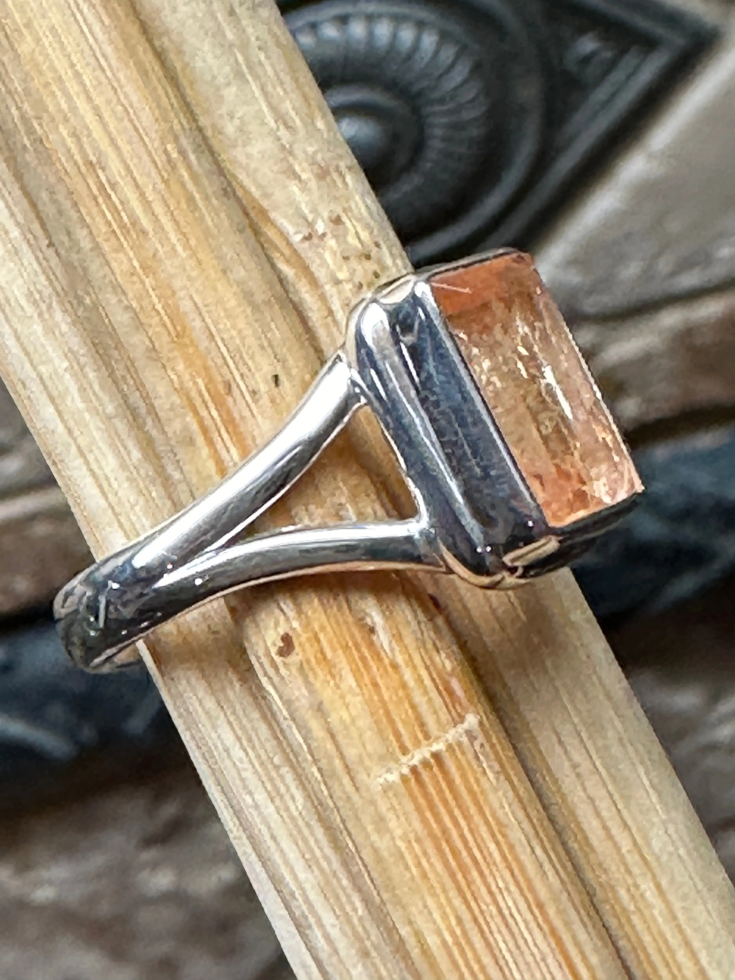 Natural Imperial topaz 925 Sterling Silver Men's Ring Size 5