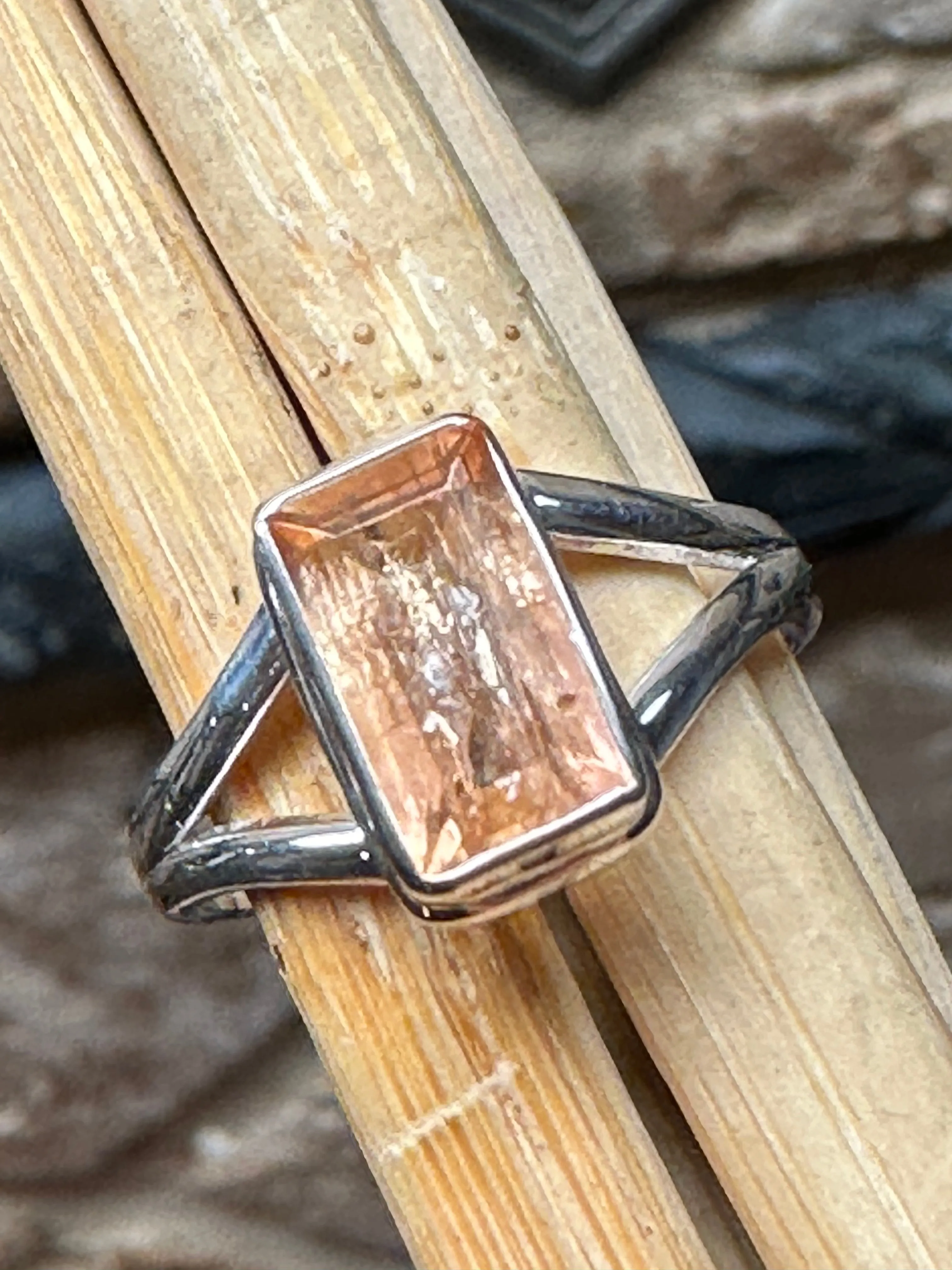 Natural Imperial topaz 925 Sterling Silver Men's Ring Size 5