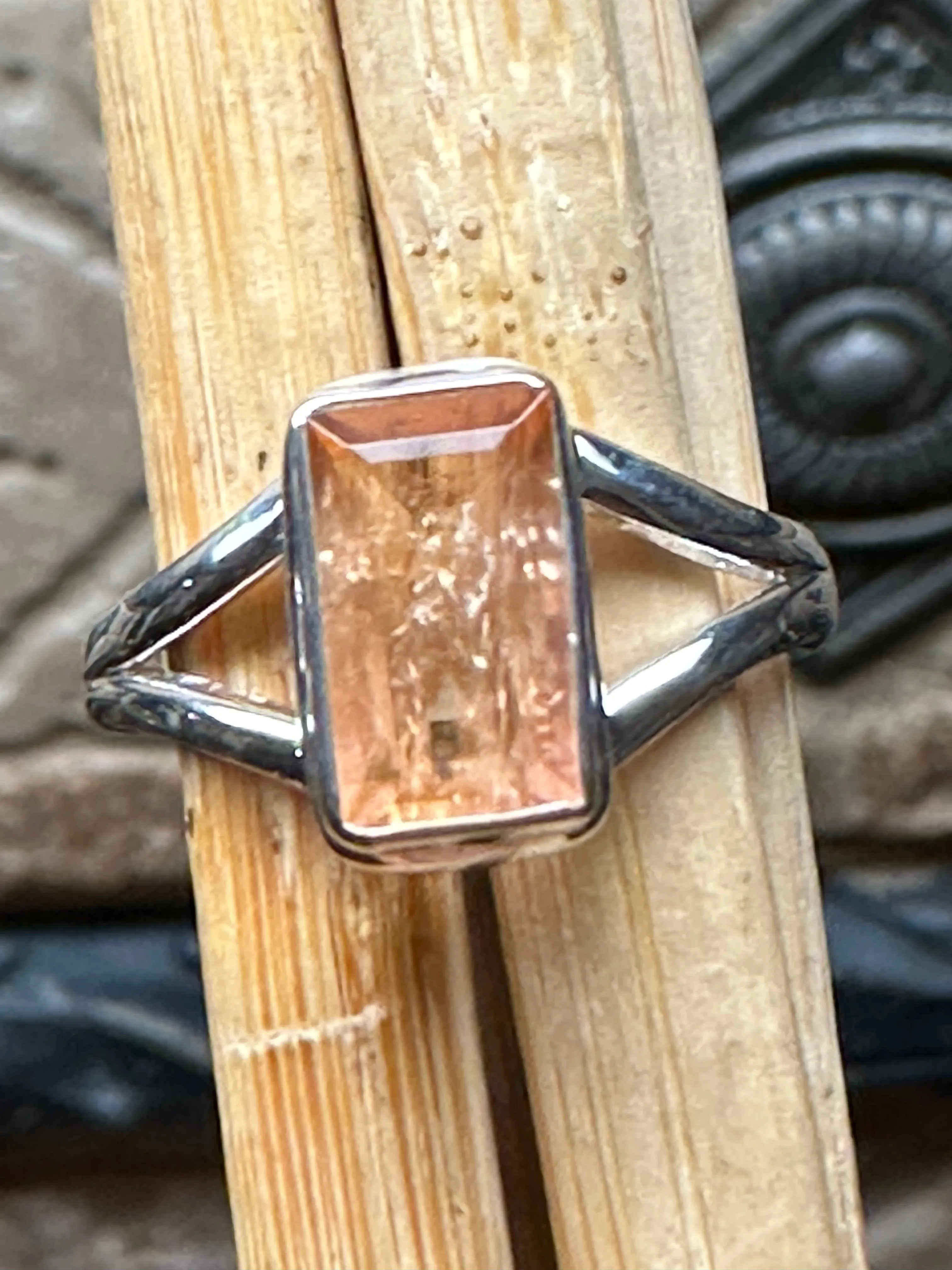 Natural Imperial topaz 925 Sterling Silver Men's Ring Size 5