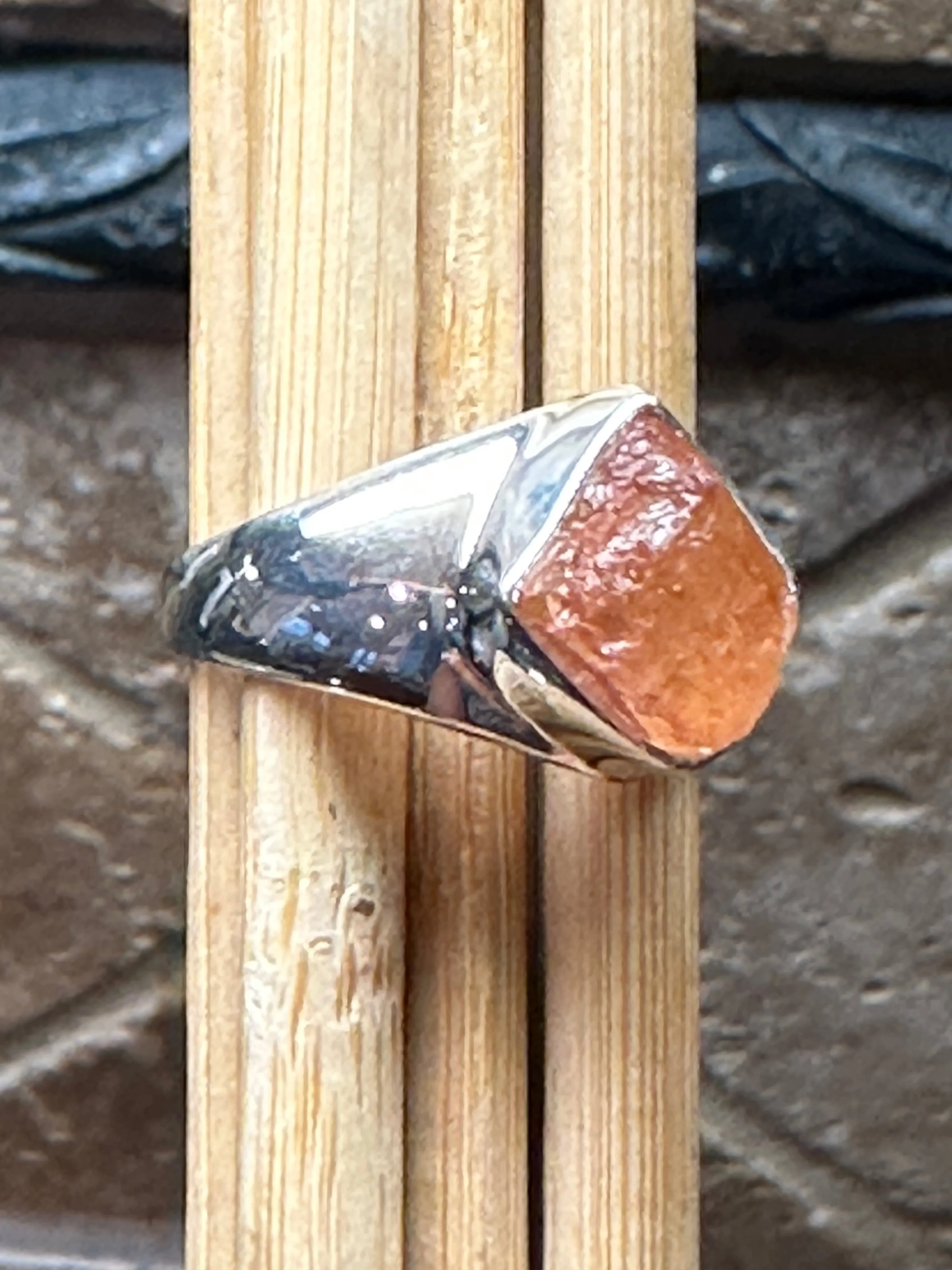 Natural Imperial topaz 925 Sterling Silver Men's Ring Size 8