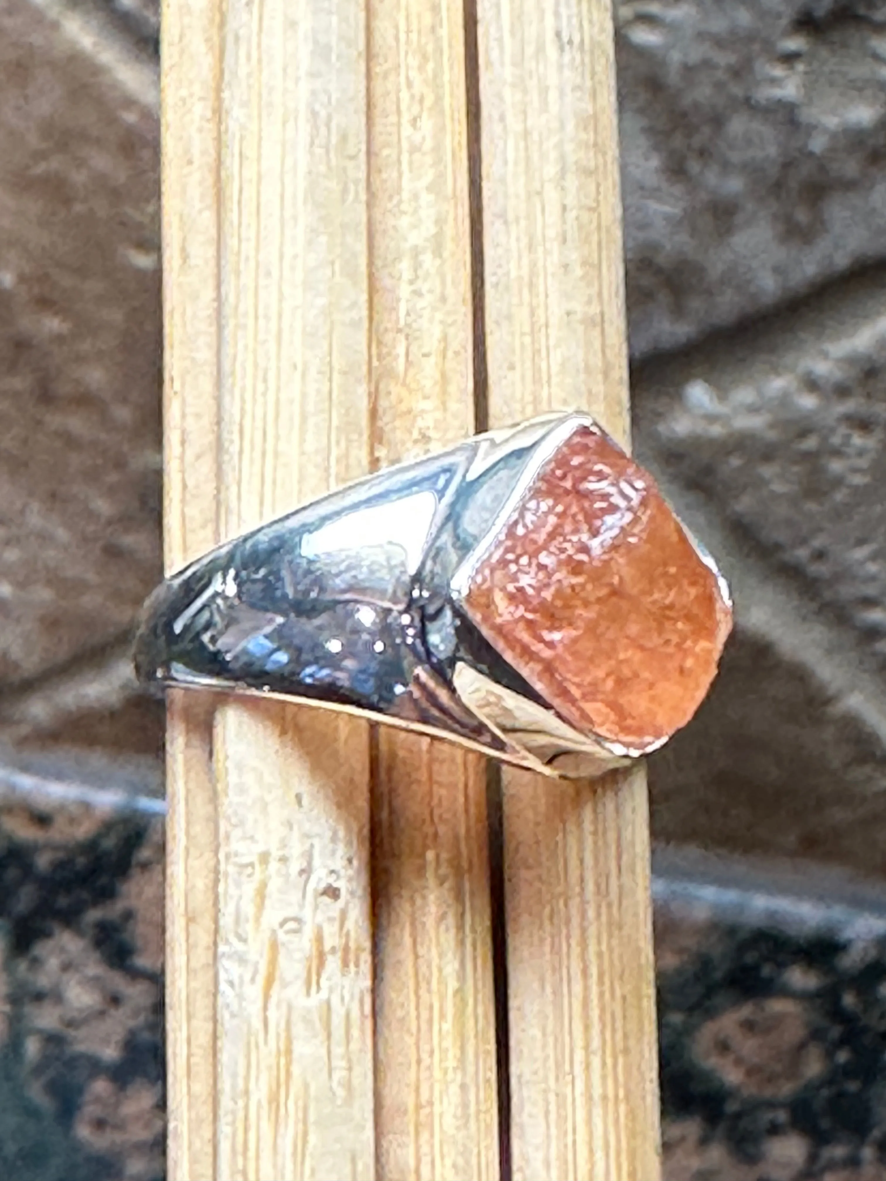 Natural Imperial topaz 925 Sterling Silver Men's Ring Size 8
