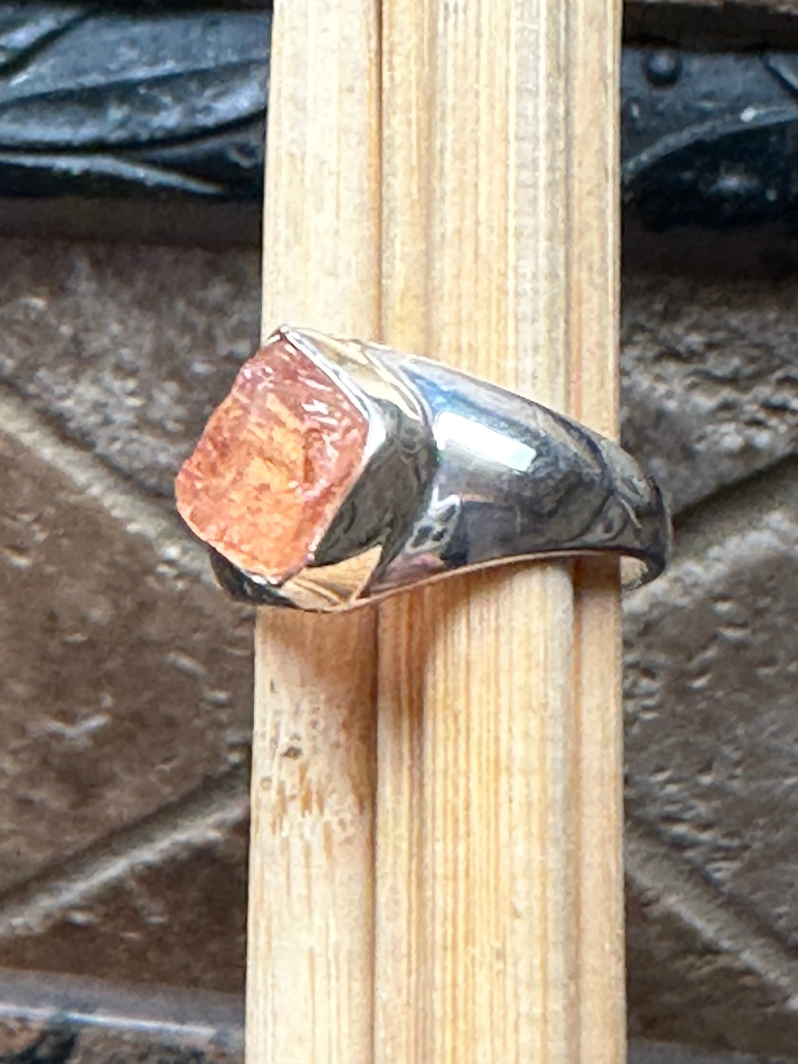 Natural Imperial topaz 925 Sterling Silver Men's Ring Size 8