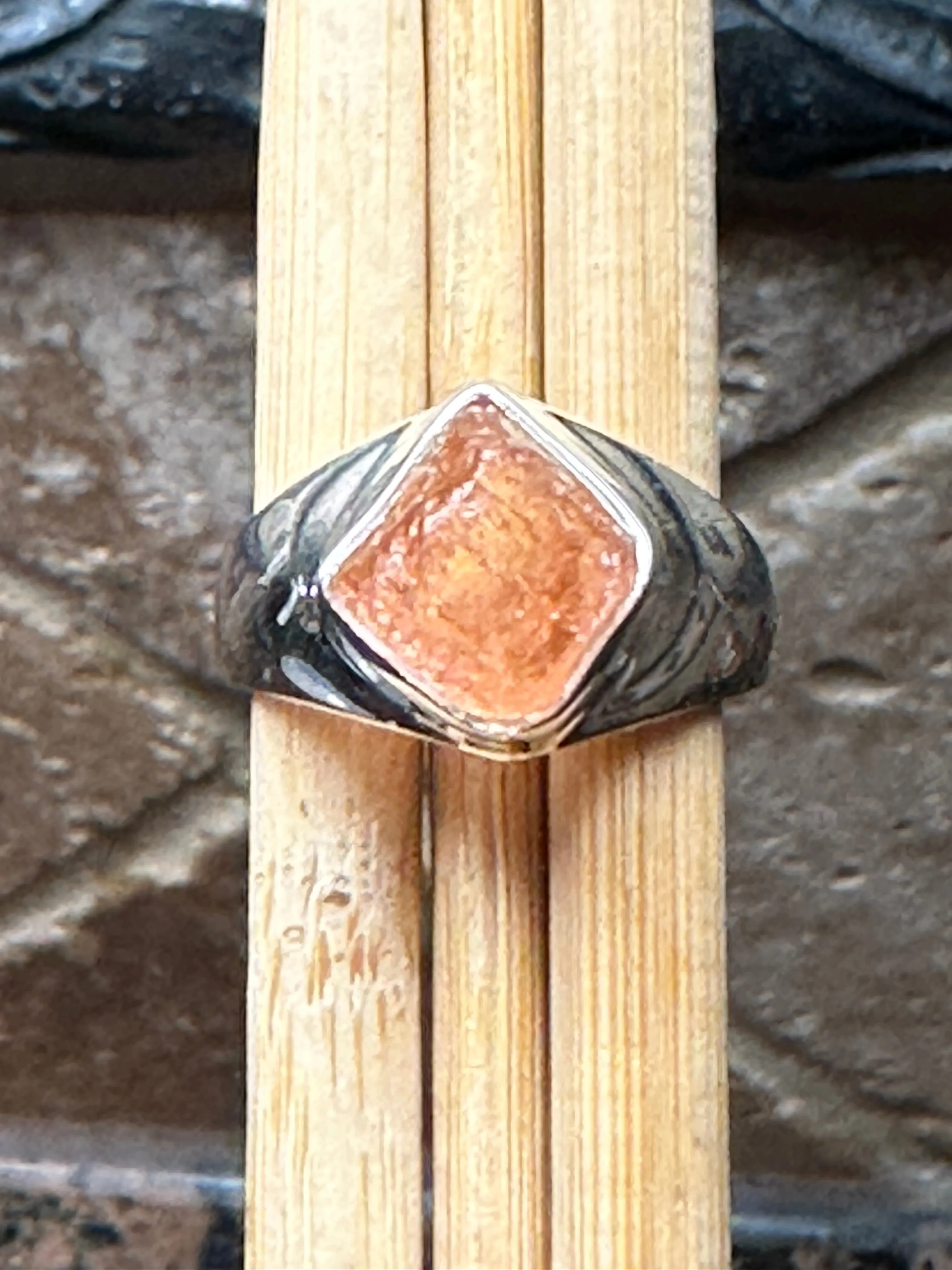 Natural Imperial topaz 925 Sterling Silver Men's Ring Size 8