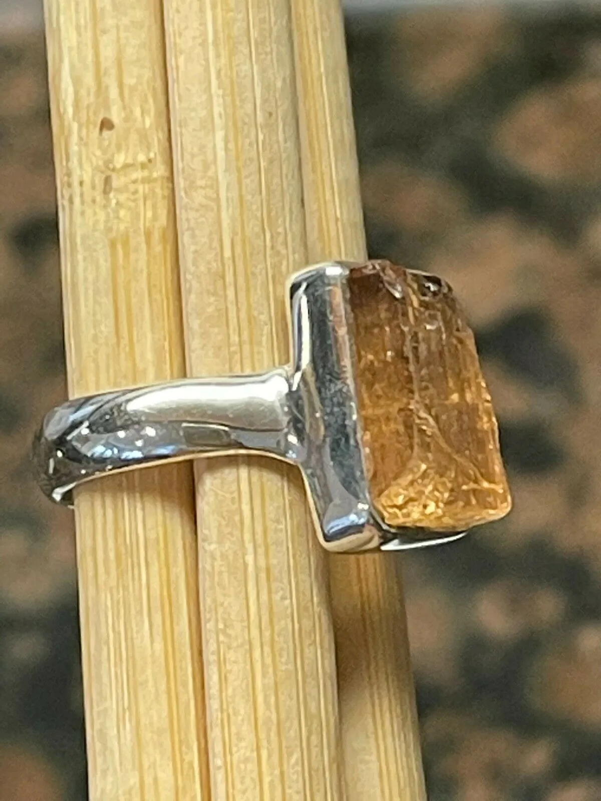 Natural Imperial topaz 925 Sterling Silver Ring Size 7