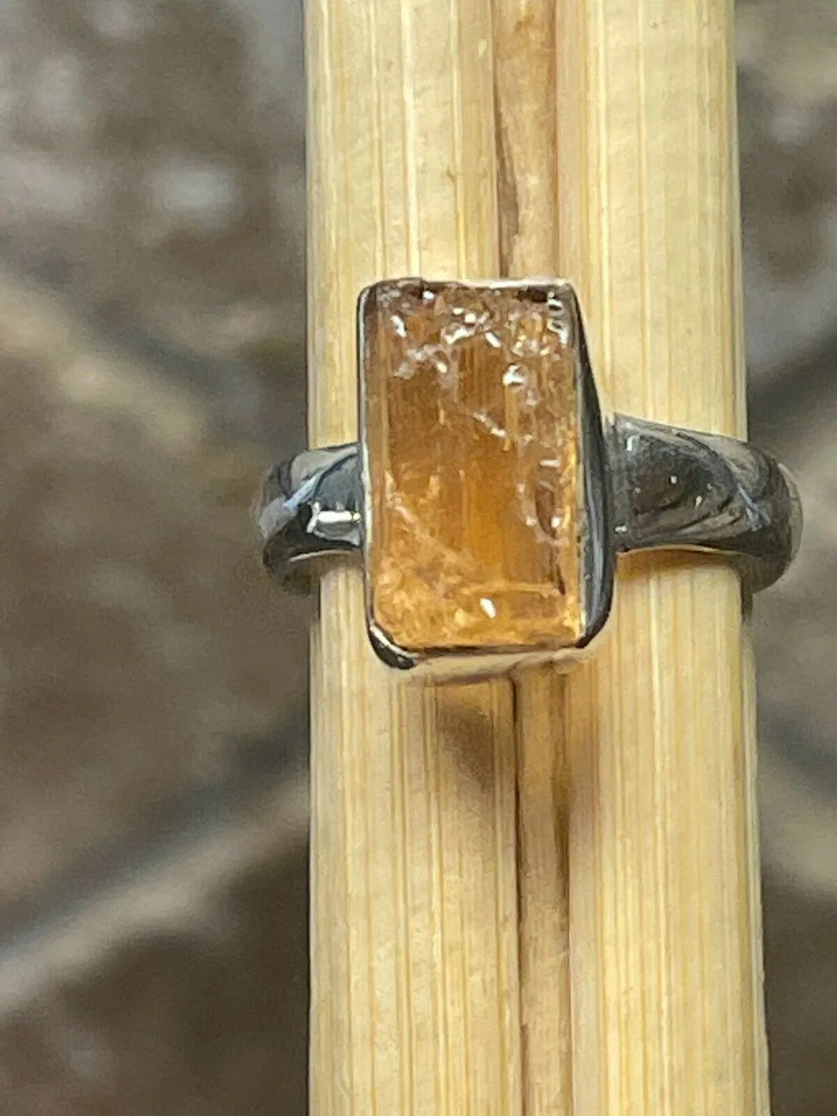 Natural Imperial topaz 925 Sterling Silver Ring Size 7