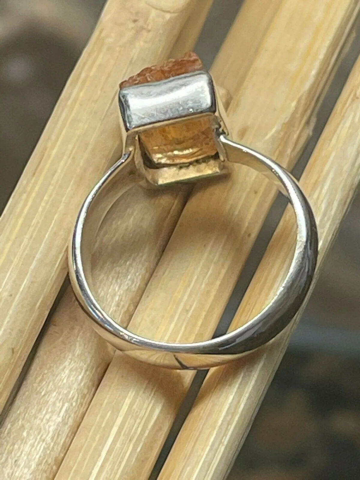Natural Imperial topaz 925 Sterling Silver Ring Size 7