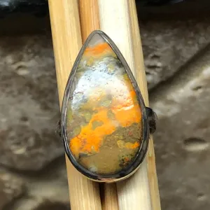 Natural Indonesian Bumble Bee Jasper 925 Sterling Silver Ring Size 8