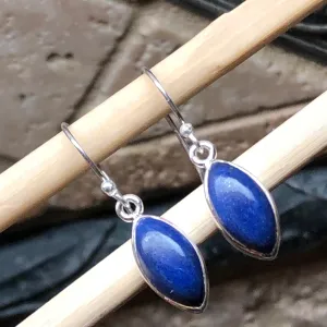 Natural Lapis Lazuli 925 Solid Sterling Silver Earrings 25mm
