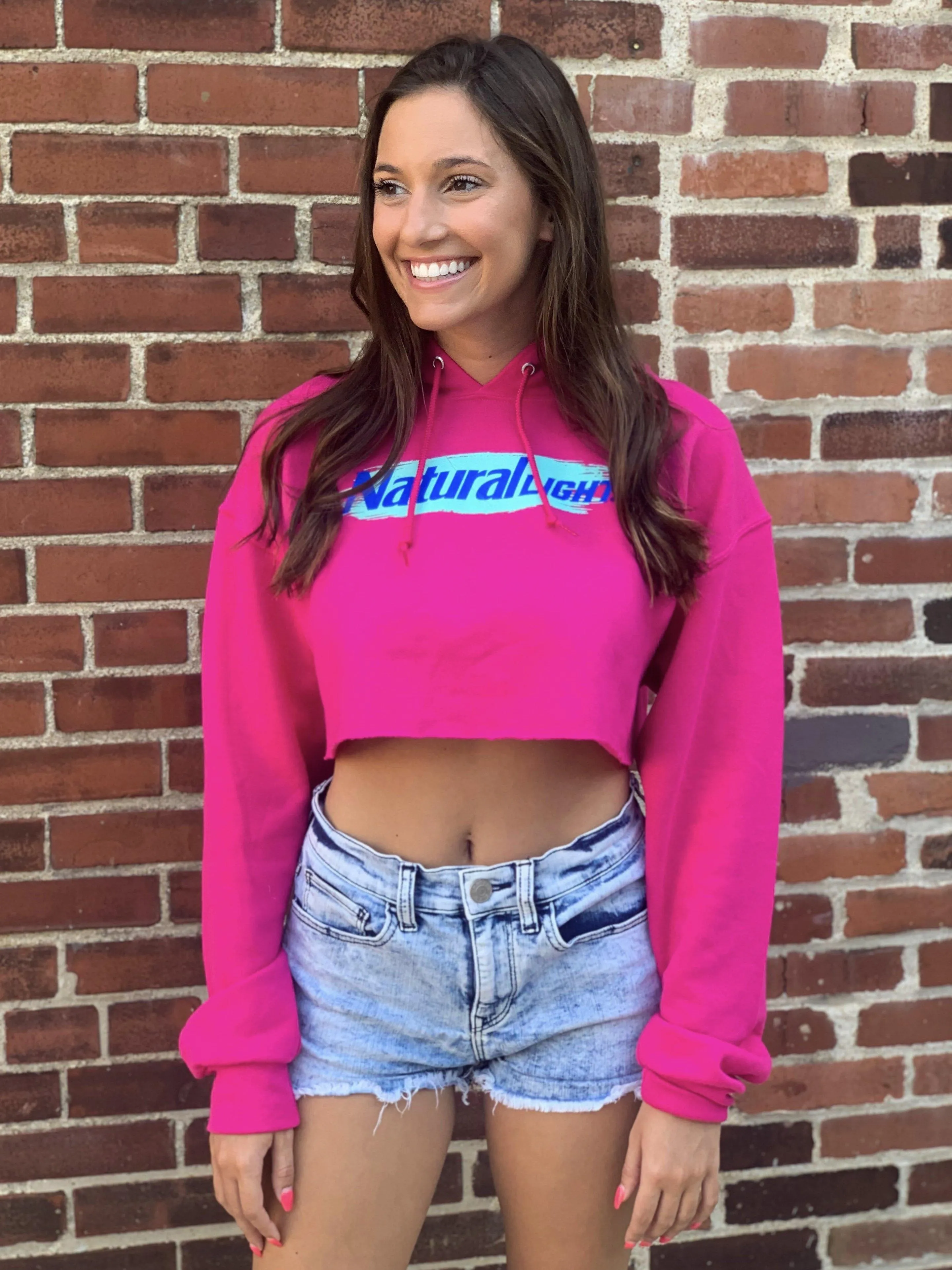 Natural Light Women’s Pink Crop Hoodie