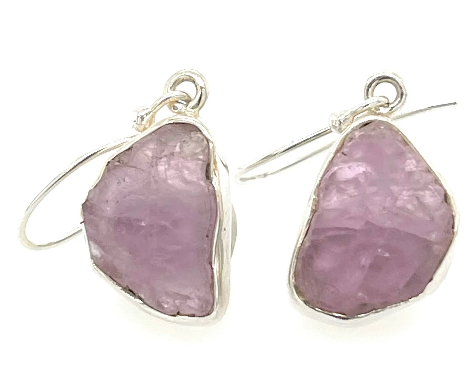 Natural Pink Kunzite 925 Solid Sterling Silver Earrings 35mm