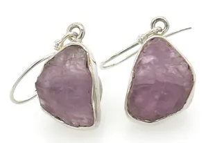 Natural Pink Kunzite 925 Solid Sterling Silver Earrings 35mm