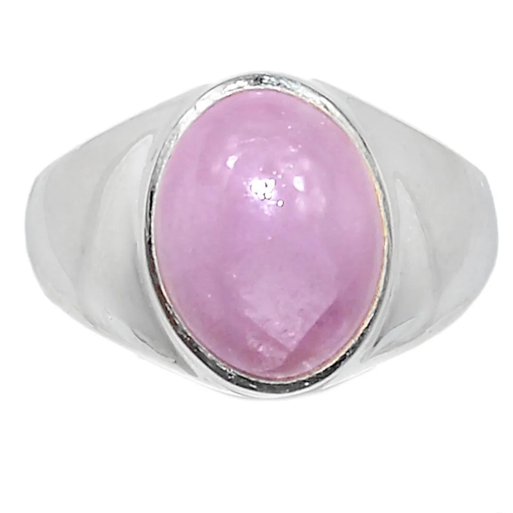 Natural Pink Kunzite 925 Solid Sterling Silver Unisex Ring Size 7.25, 9