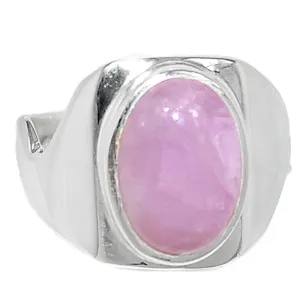 Natural Pink Kunzite 925 Solid Sterling Silver Unisex Ring Size 7.25, 9