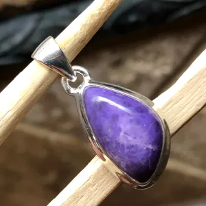 Natural Purple Sugilite 925 Solid Sterling Silver Pendant 30mm