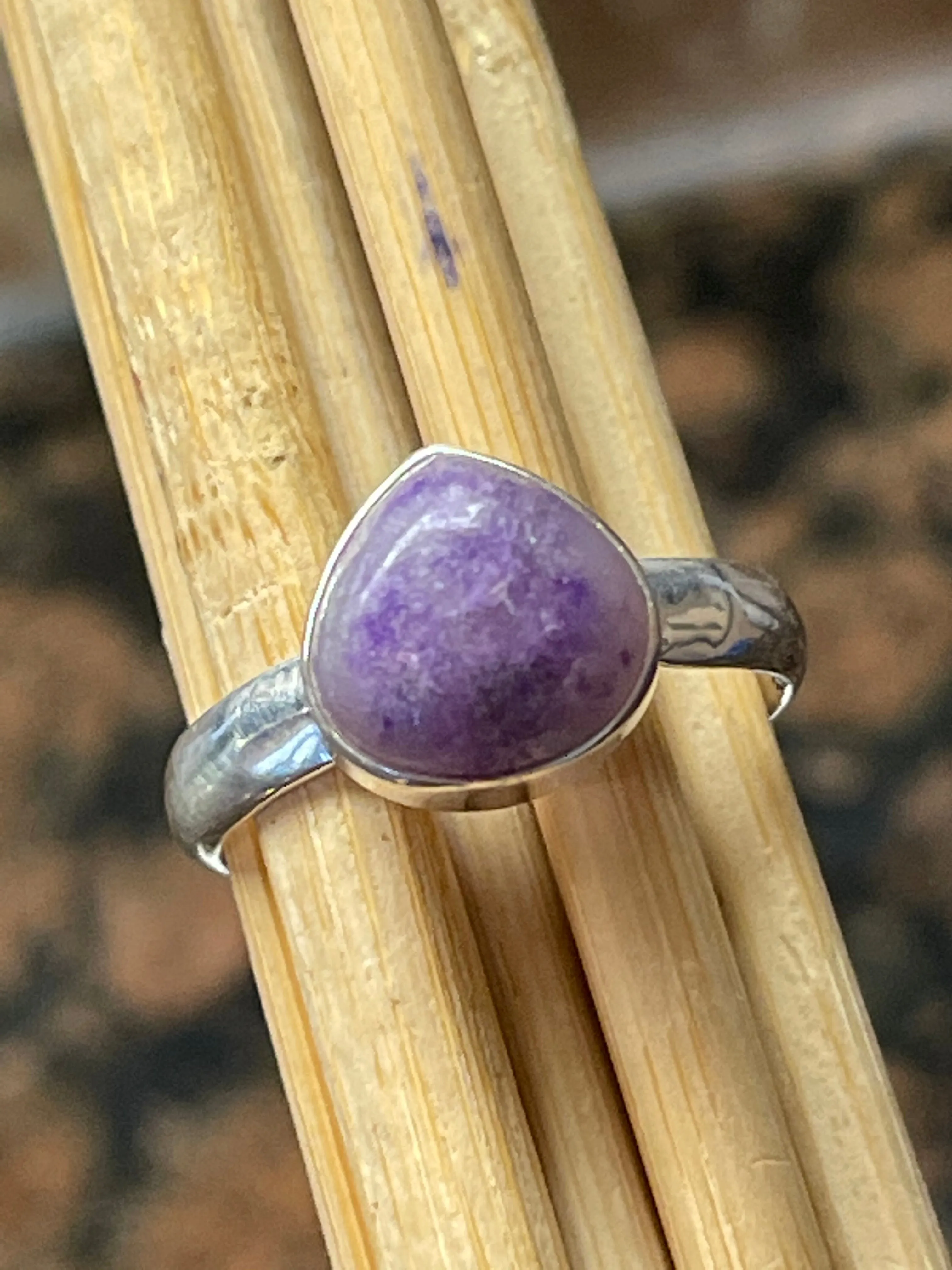 Natural Purple Sugilite 925 Solid Sterling Silver Ring Size 10