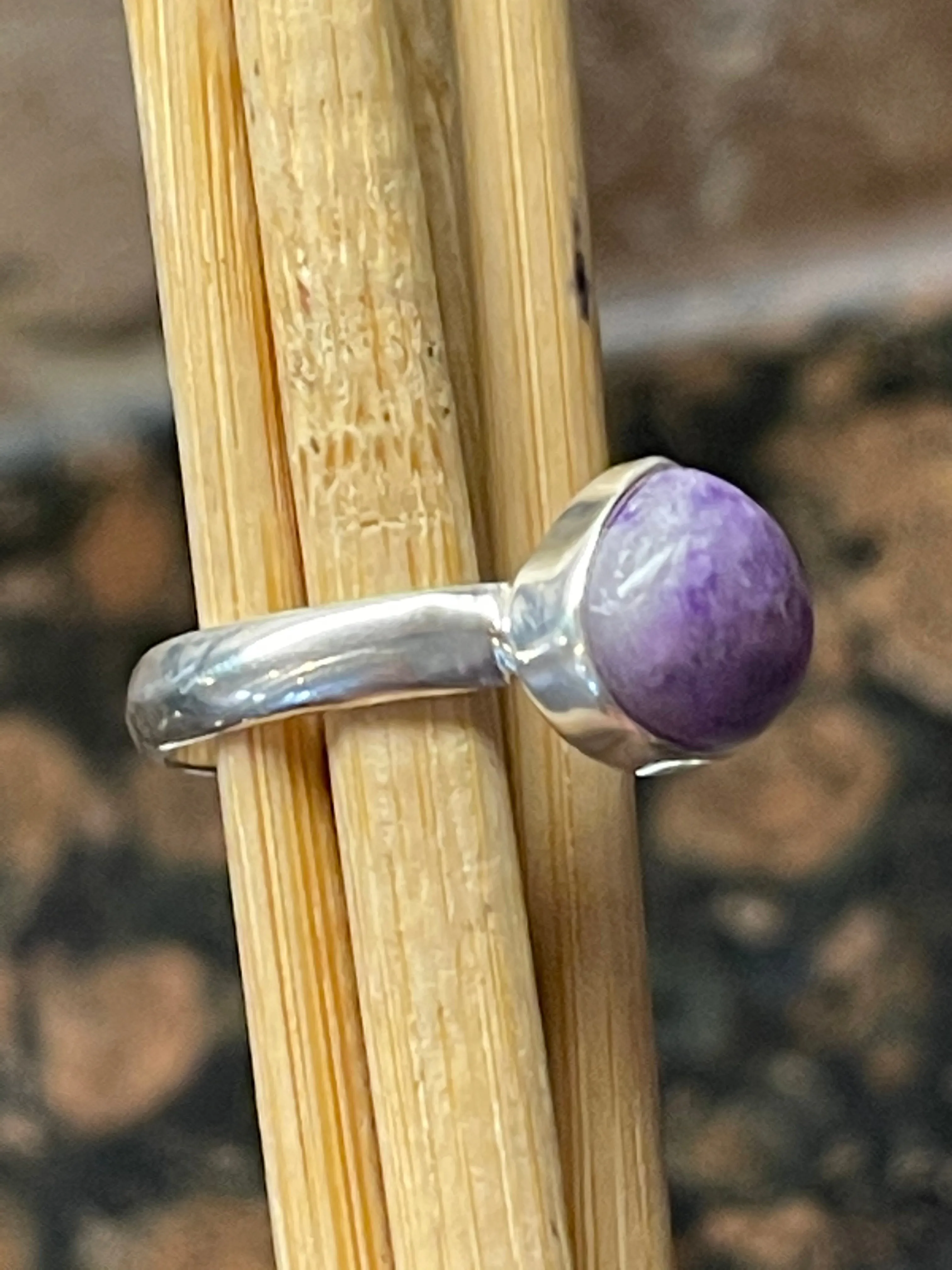 Natural Purple Sugilite 925 Solid Sterling Silver Ring Size 10