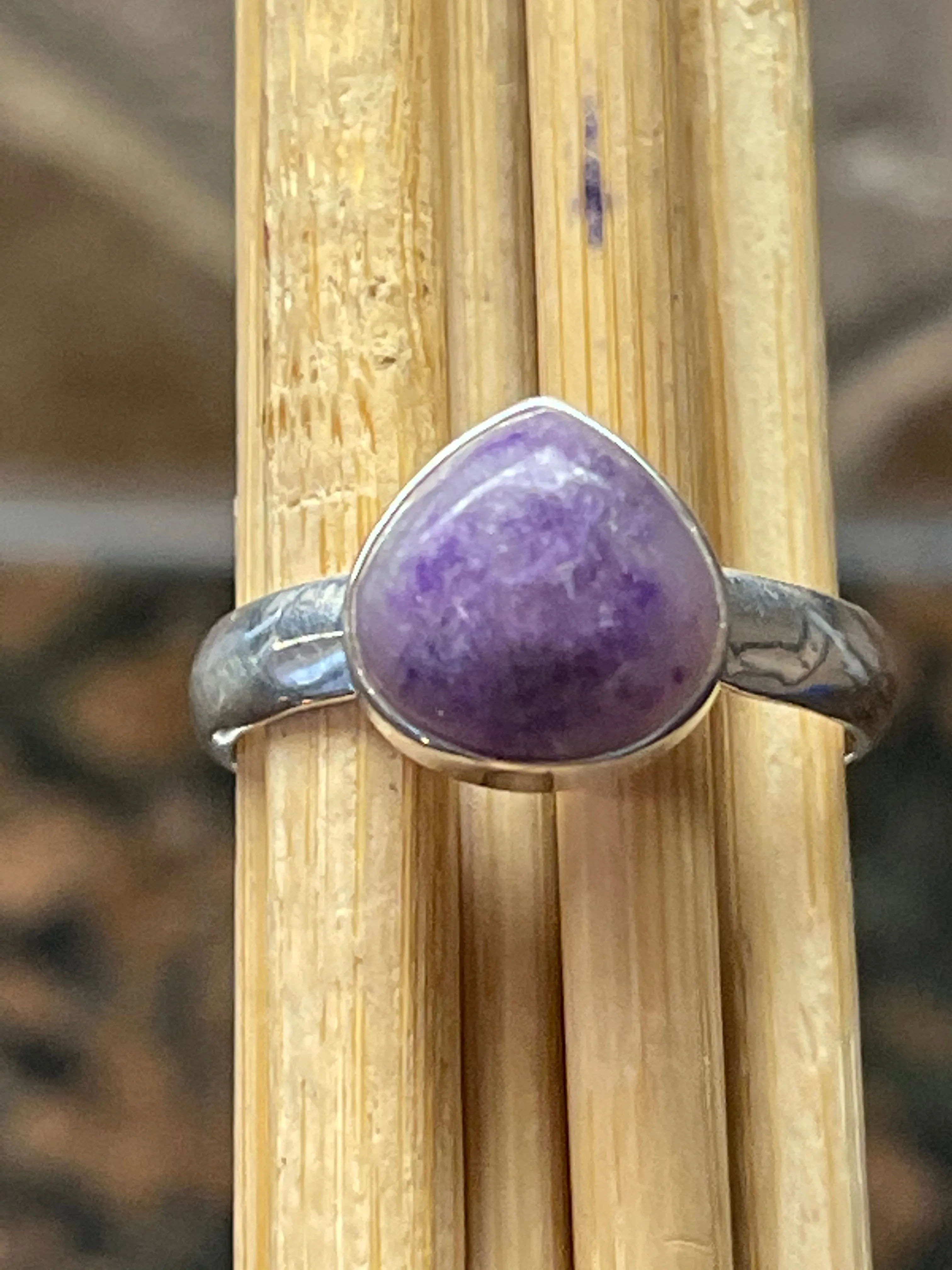 Natural Purple Sugilite 925 Solid Sterling Silver Ring Size 10