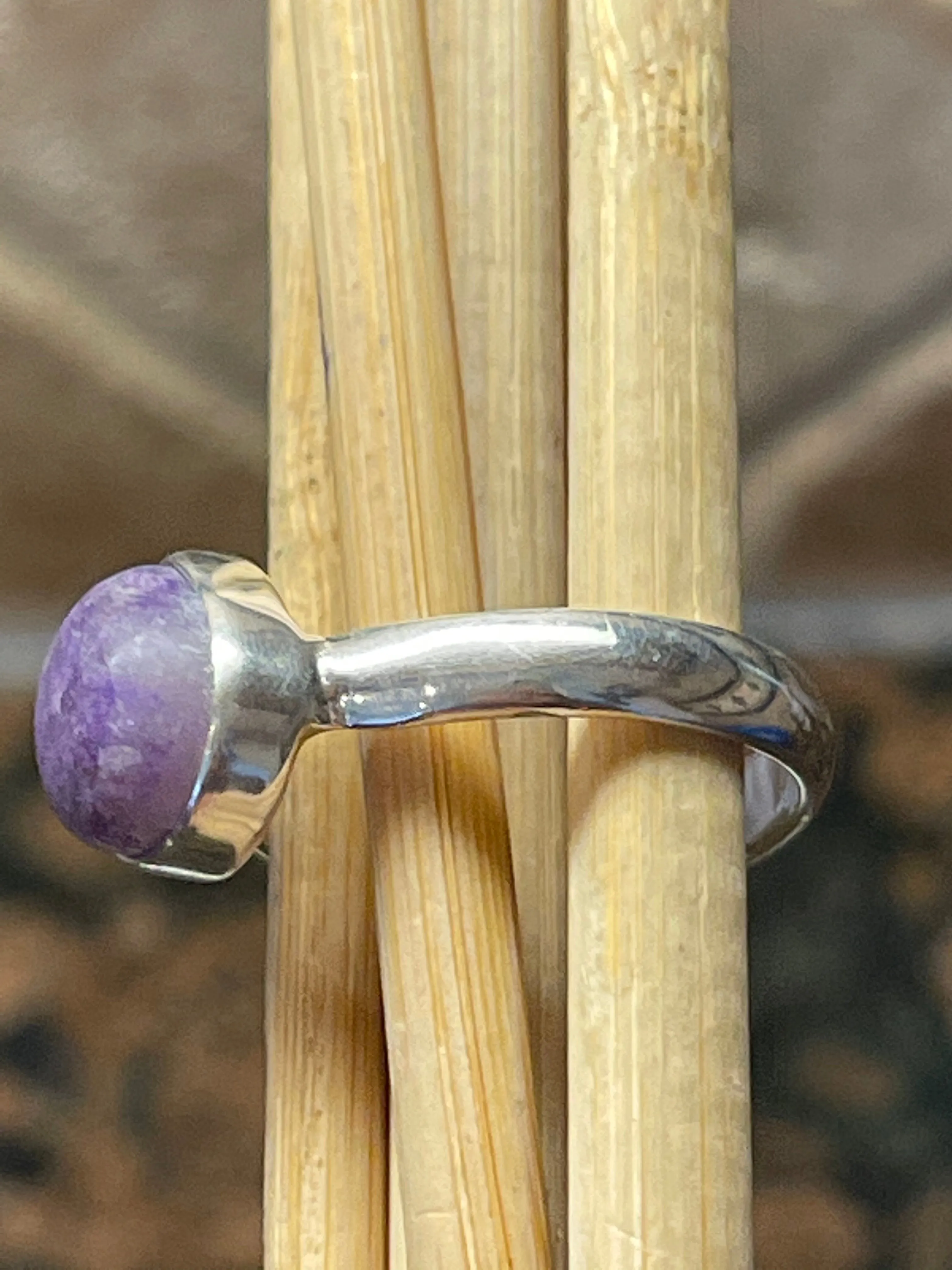 Natural Purple Sugilite 925 Solid Sterling Silver Ring Size 10