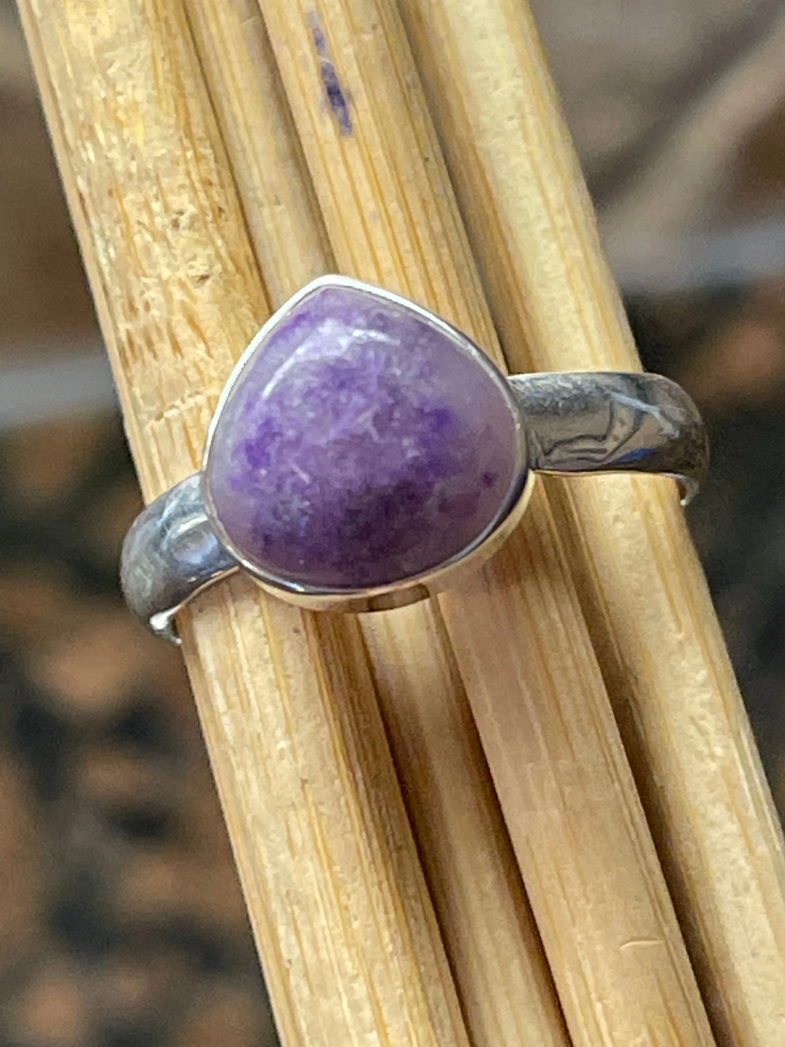 Natural Purple Sugilite 925 Solid Sterling Silver Ring Size 10