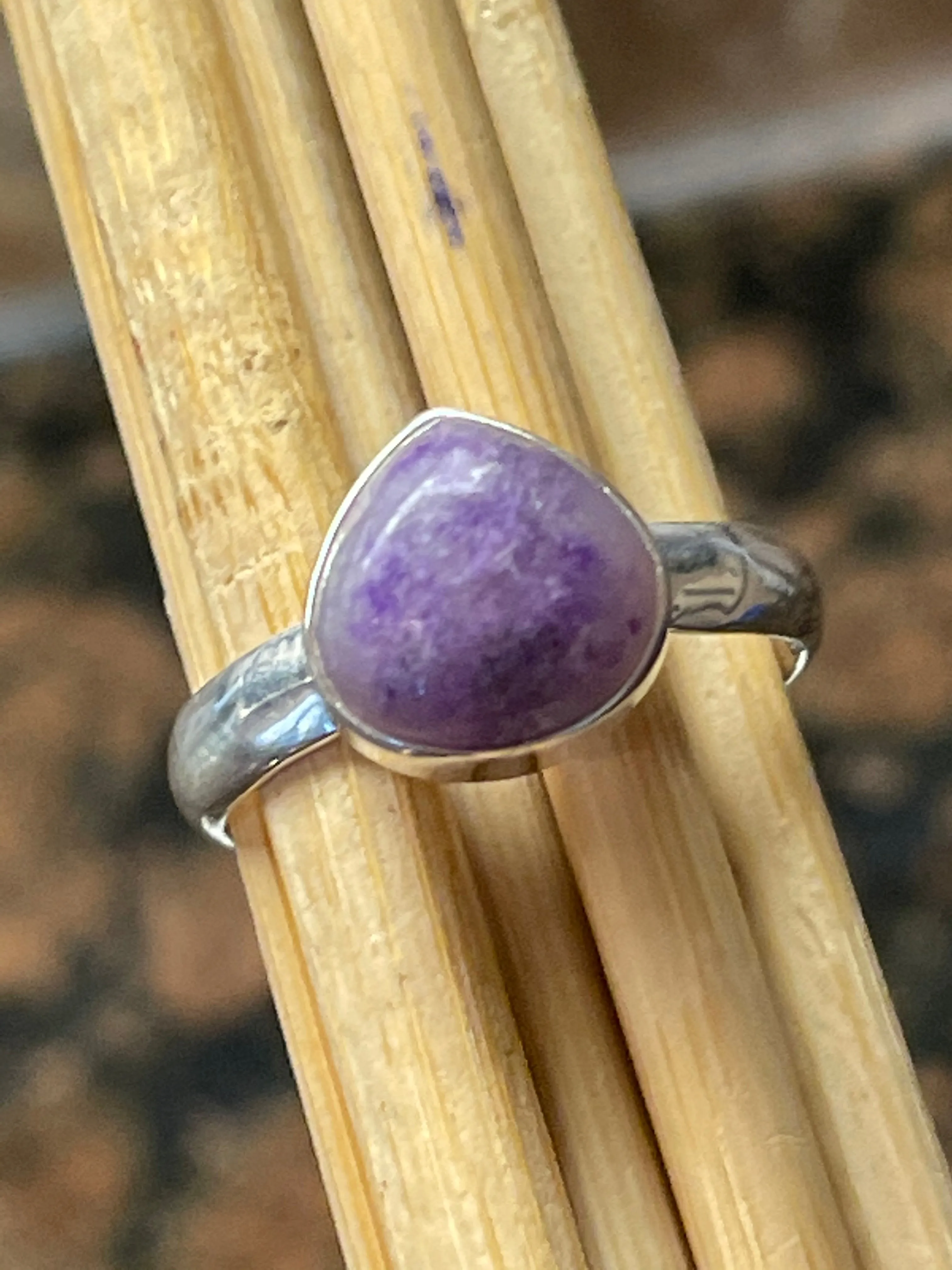 Natural Purple Sugilite 925 Solid Sterling Silver Ring Size 10