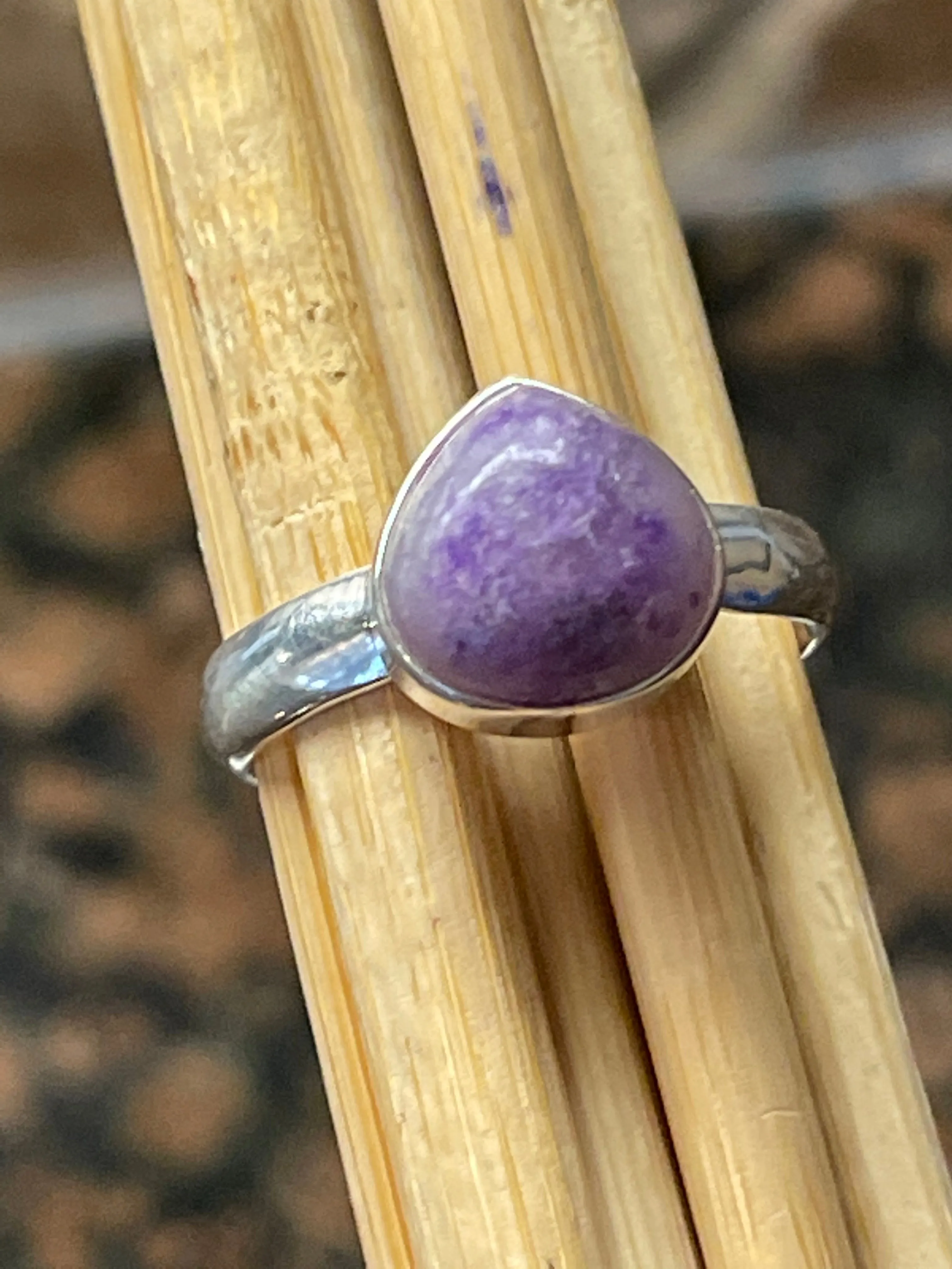 Natural Purple Sugilite 925 Solid Sterling Silver Ring Size 10