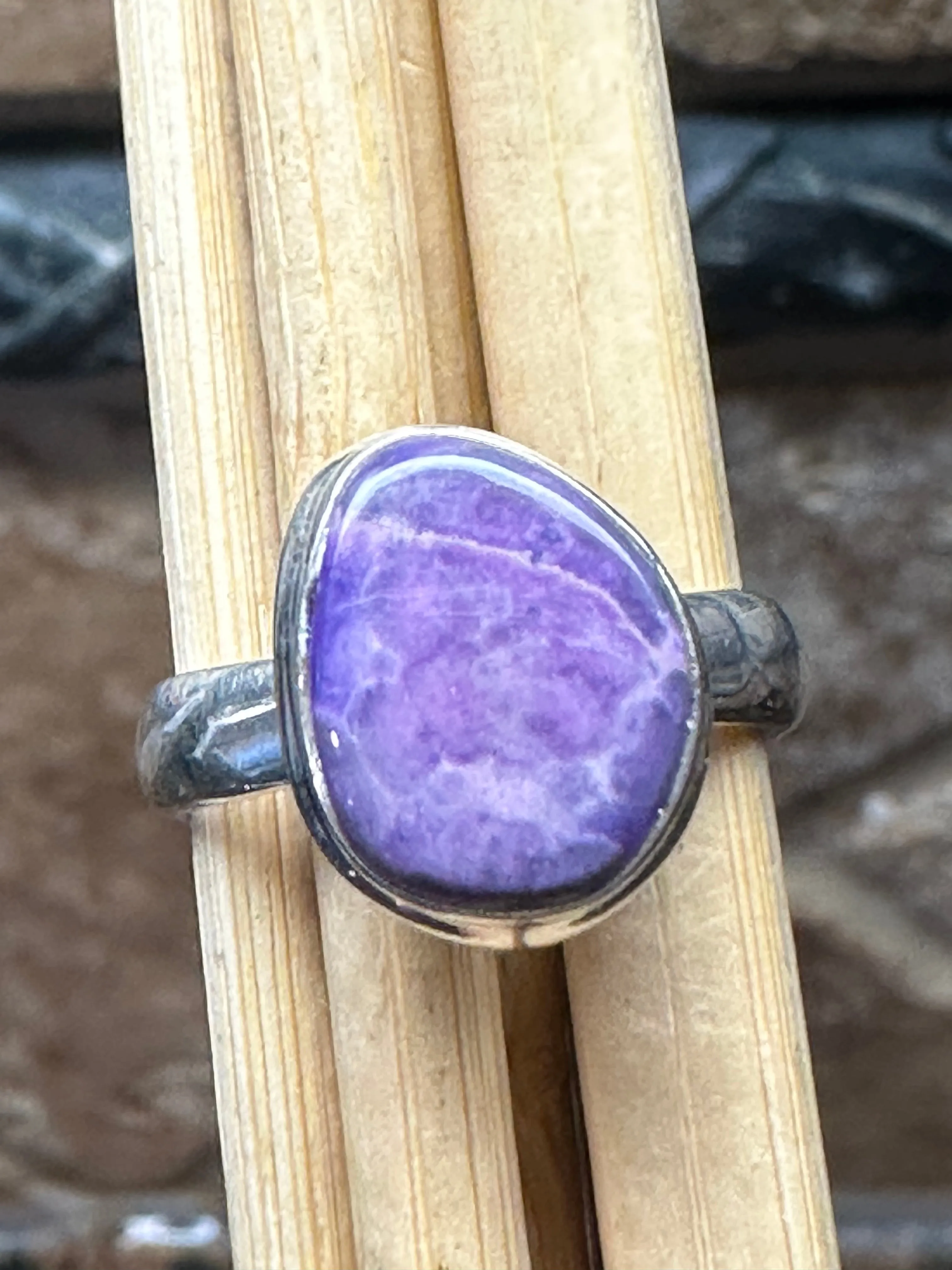 Natural Purple Sugilite 925 Solid Sterling Silver Ring Size 6.5