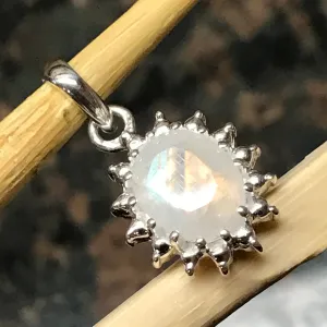 Natural Rainbow Moonstone 925 Solid Sterling Silver Pendant 20mm