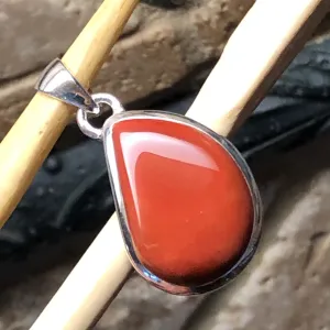 Natural Red Jasper 925 Solid Sterling Silver Pendant 30mm
