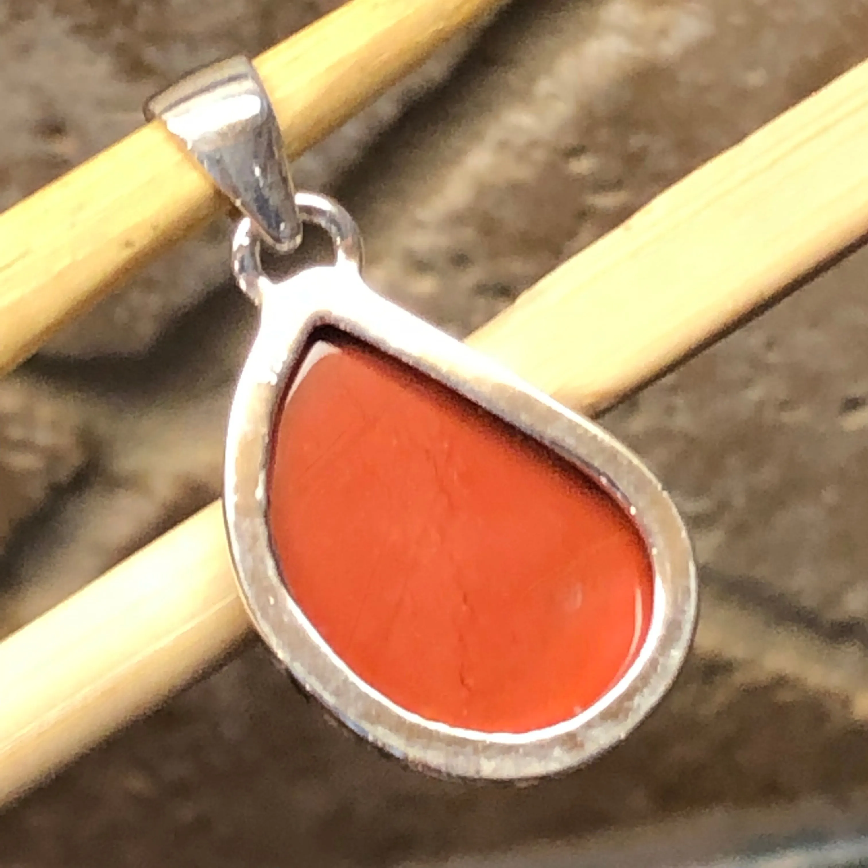 Natural Red Jasper 925 Solid Sterling Silver Pendant 30mm
