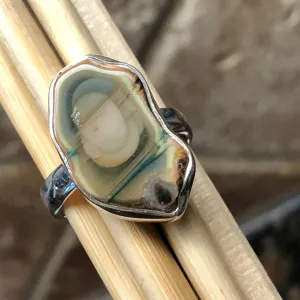 Natural Royal Imperial Jasper Jade Green Color 925 Sterling Silver Ring Size 7.5