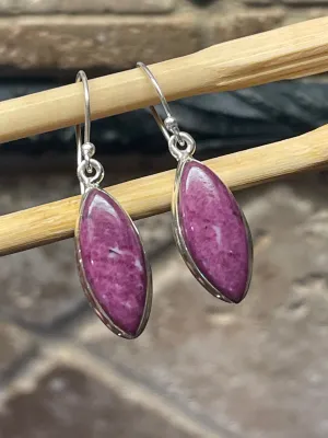 Natural Ruby 925 Solid Sterling Silver Earrings 40mm