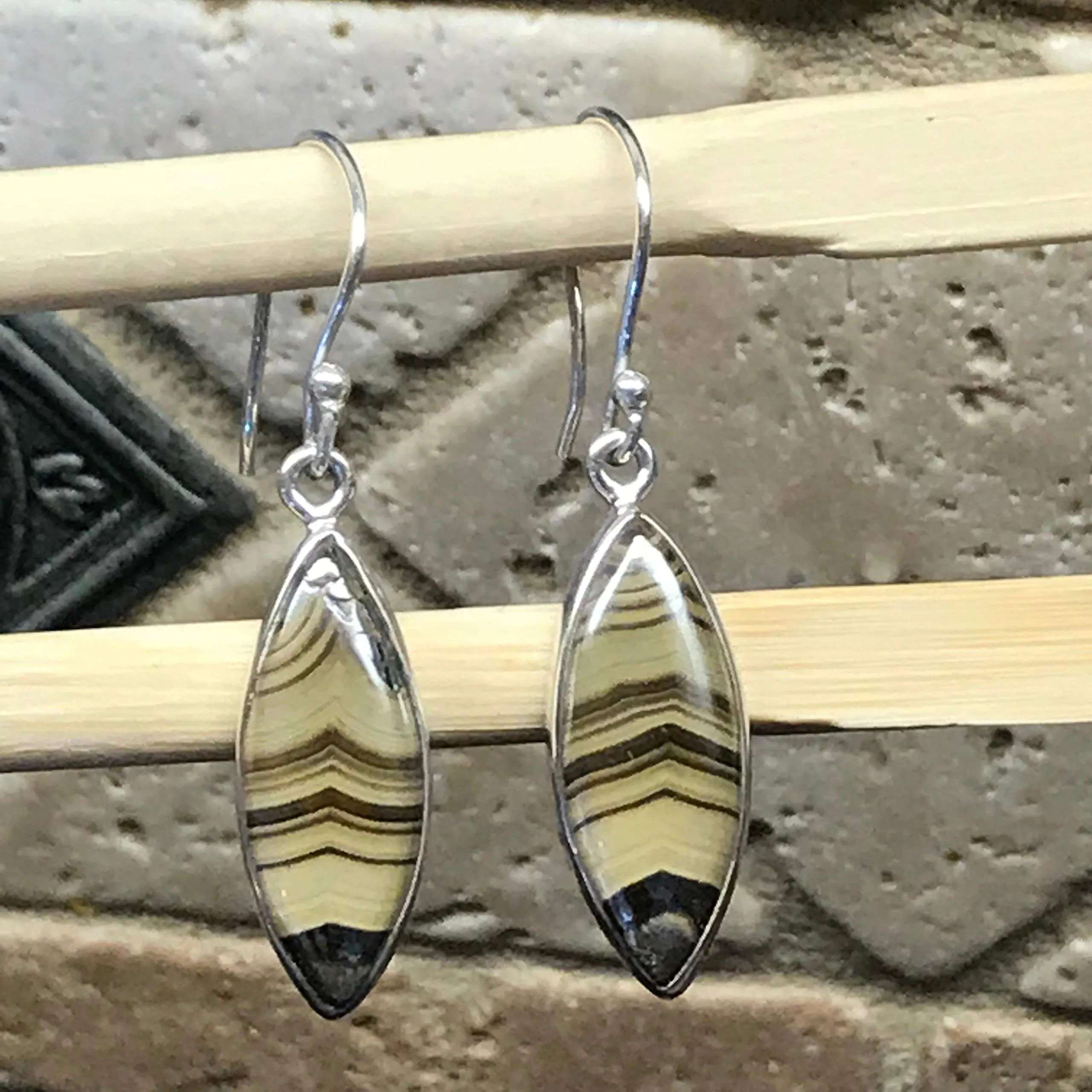 Natural Schalenblende 925 Solid Sterling Silver Earrings 35mm