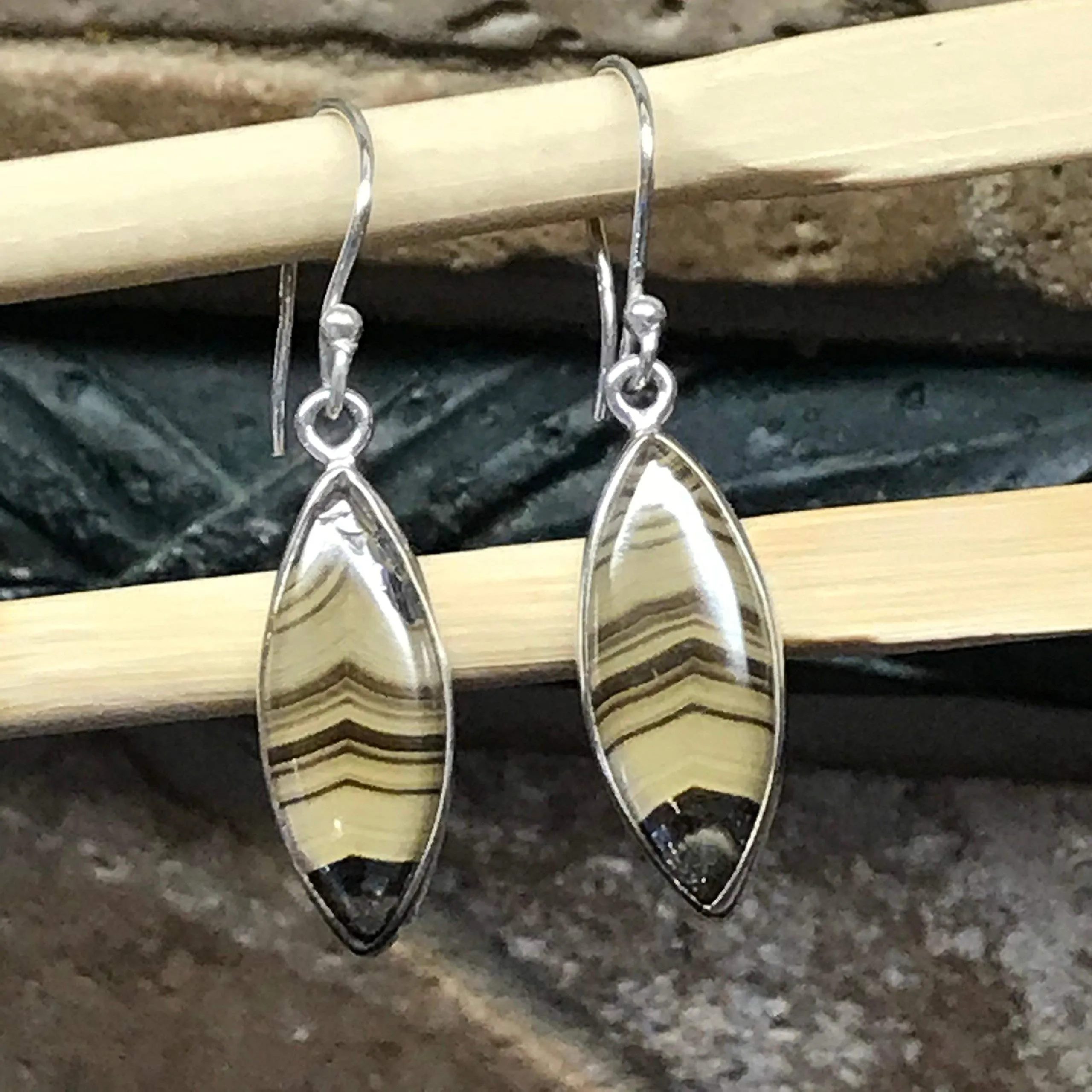 Natural Schalenblende 925 Solid Sterling Silver Earrings 35mm