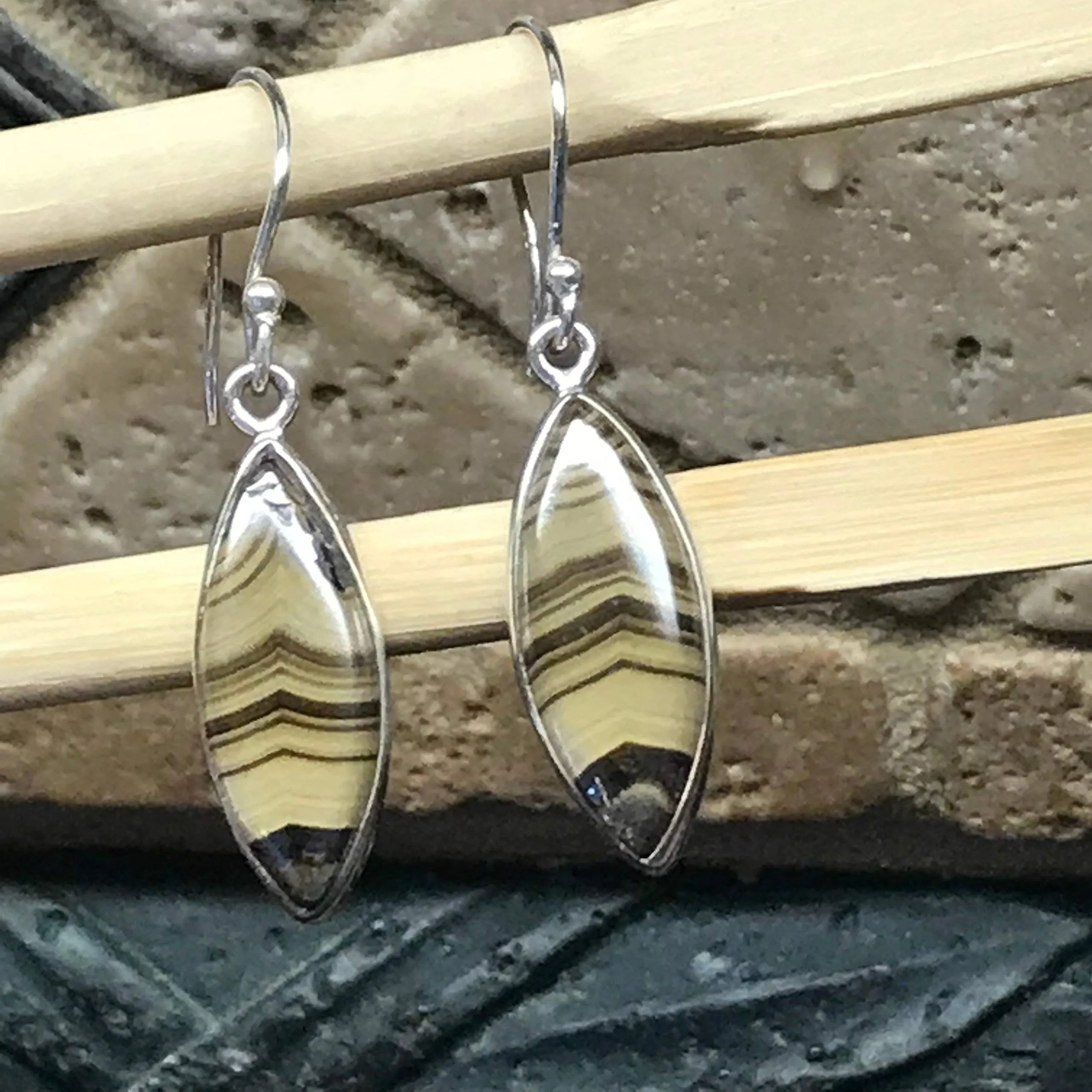 Natural Schalenblende 925 Solid Sterling Silver Earrings 35mm
