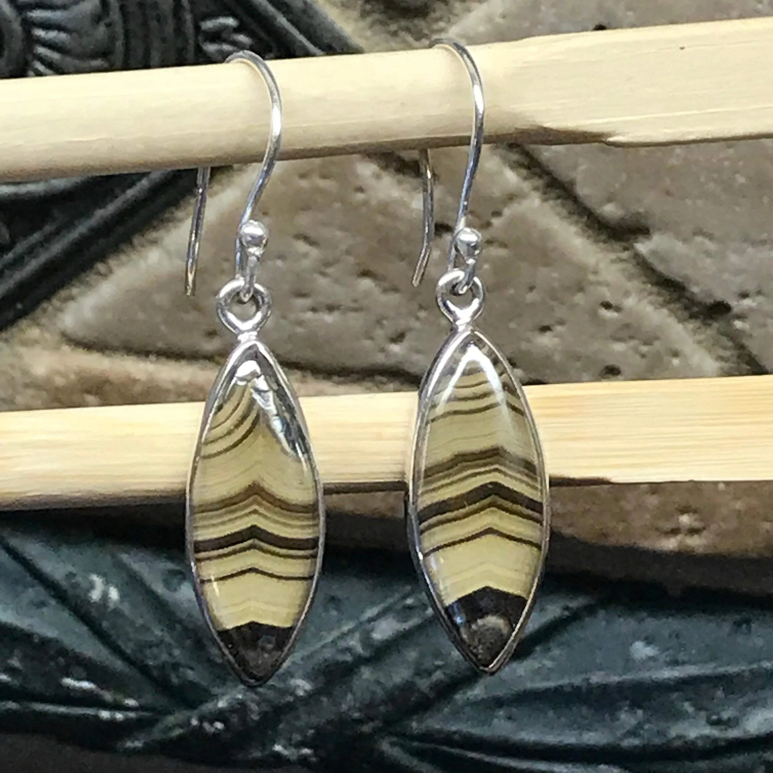 Natural Schalenblende 925 Solid Sterling Silver Earrings 35mm