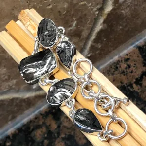 Natural Shungite 925 Solid Sterling Silver Bracelets 7 inches