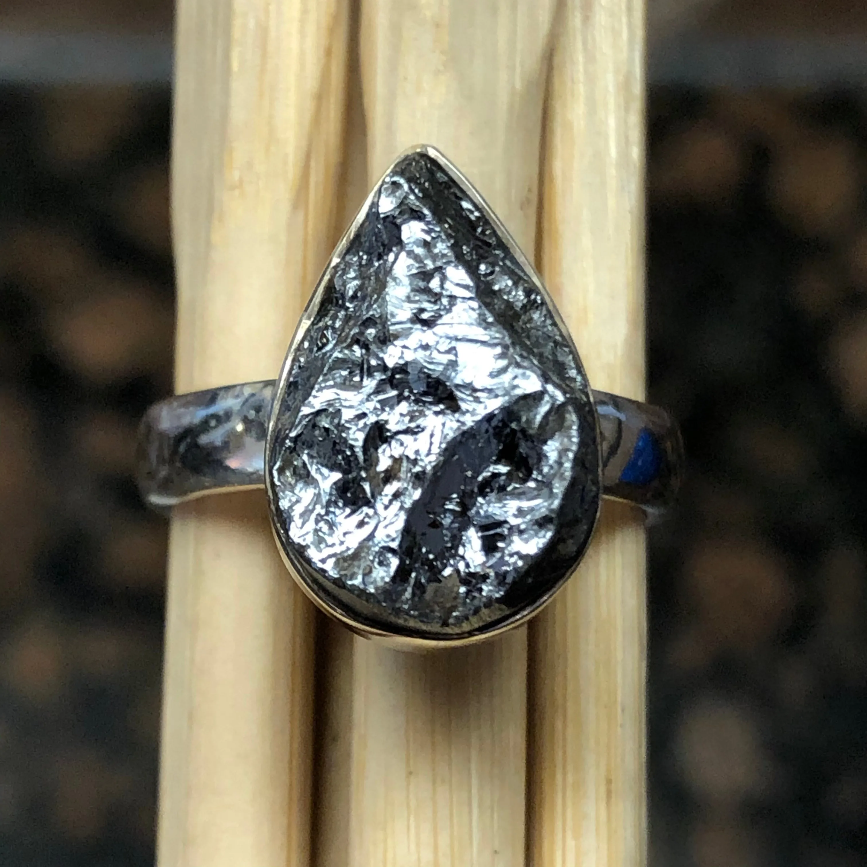 Natural Silicone 925 Solid Sterling Silver Ring Size 7