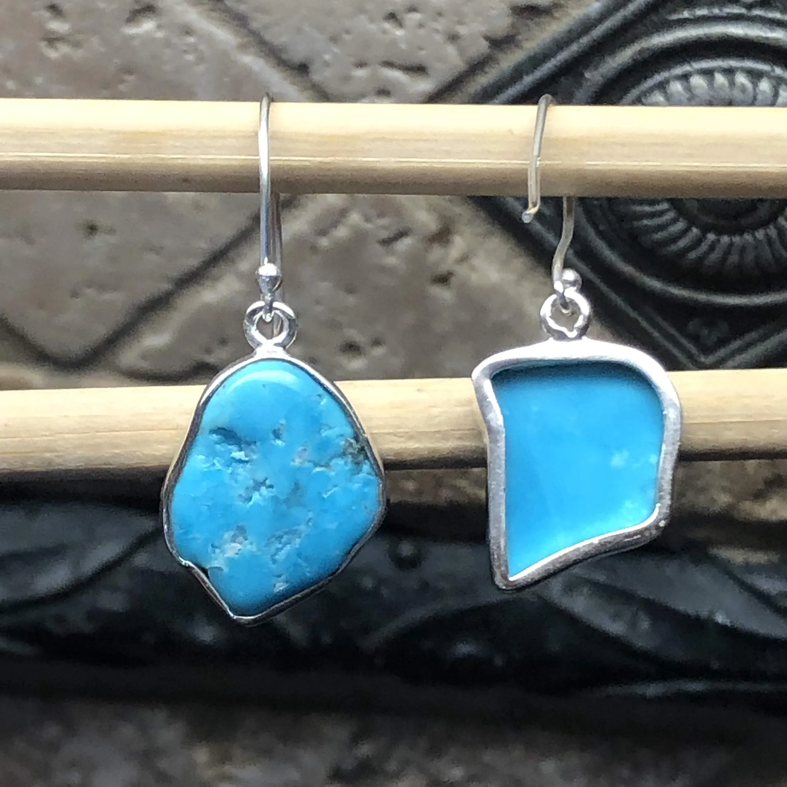 Natural Sleeping Beauty Turquoise 925 Solid Sterling Silver Earrings 30mm