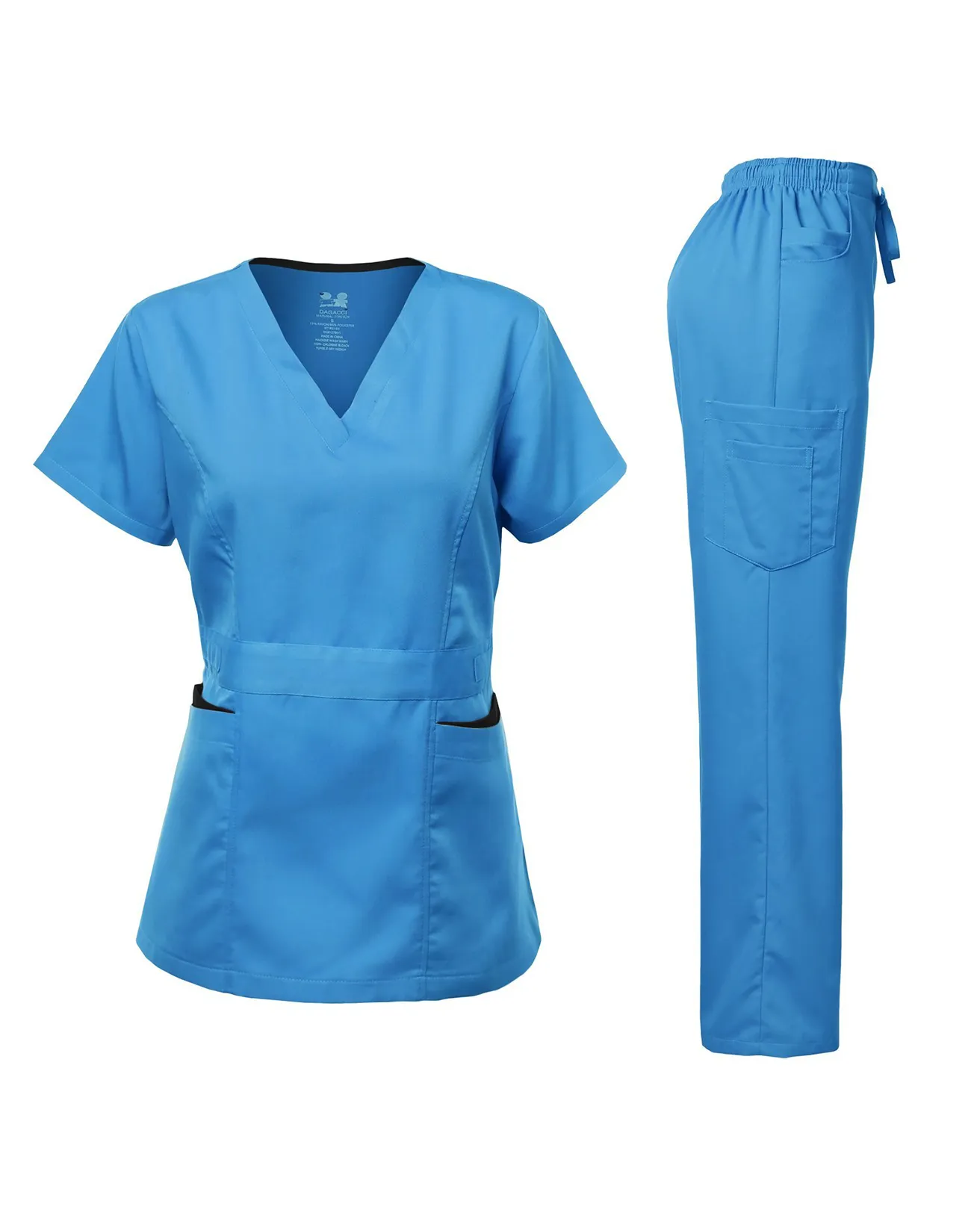 Natural Stretch Women's Contrast Pocket Scrub Sets [NS2151]