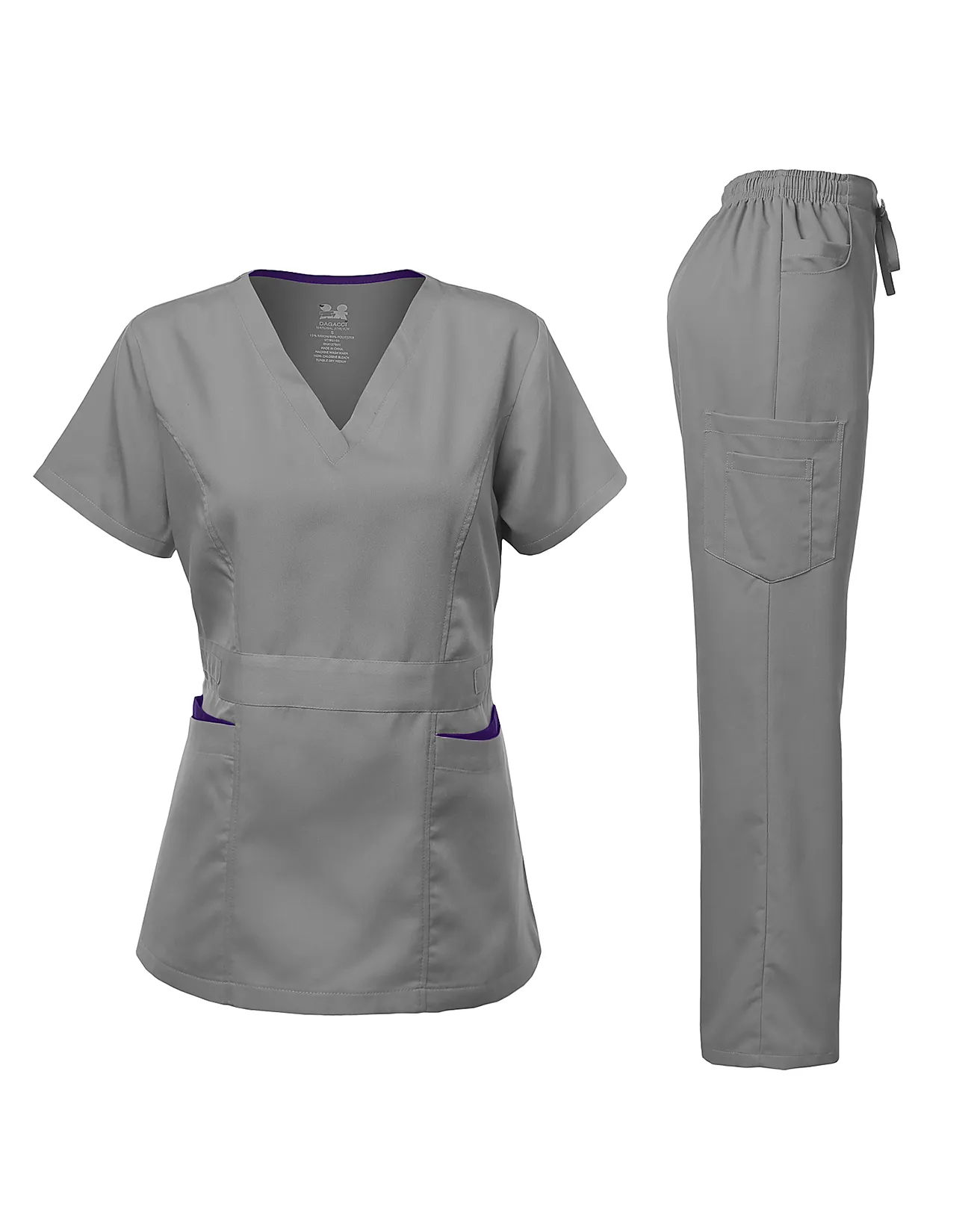 Natural Stretch Women's Contrast Pocket Scrub Sets [NS2151]