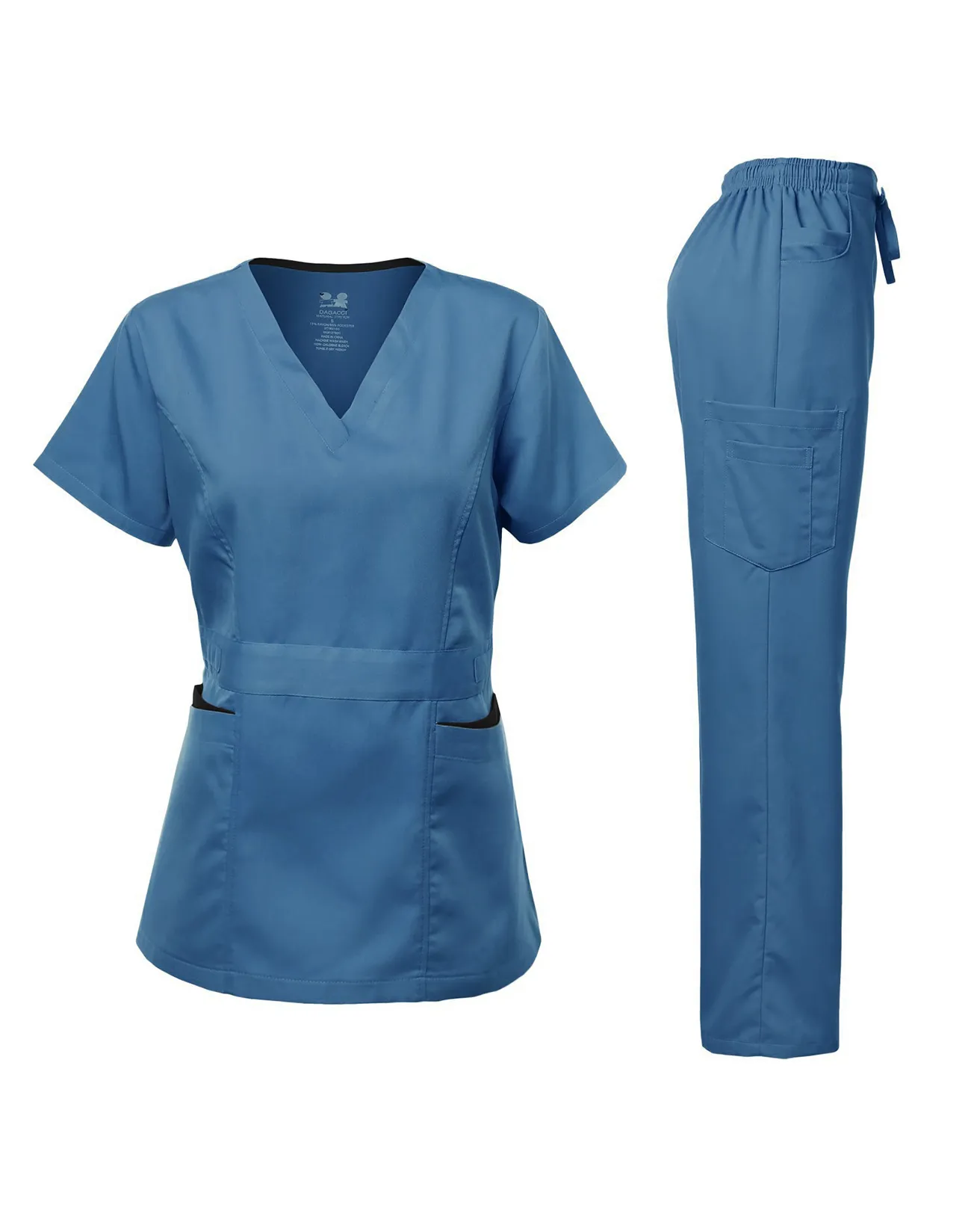 Natural Stretch Women's Contrast Pocket Scrub Sets [NS2151]