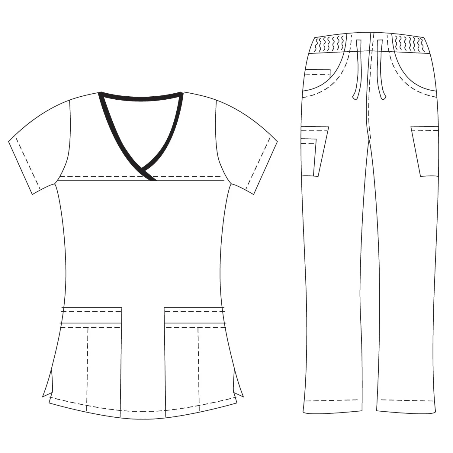 Natural Stretch Women's Contrast Y-Neck Scrub Sets [NS2104]
