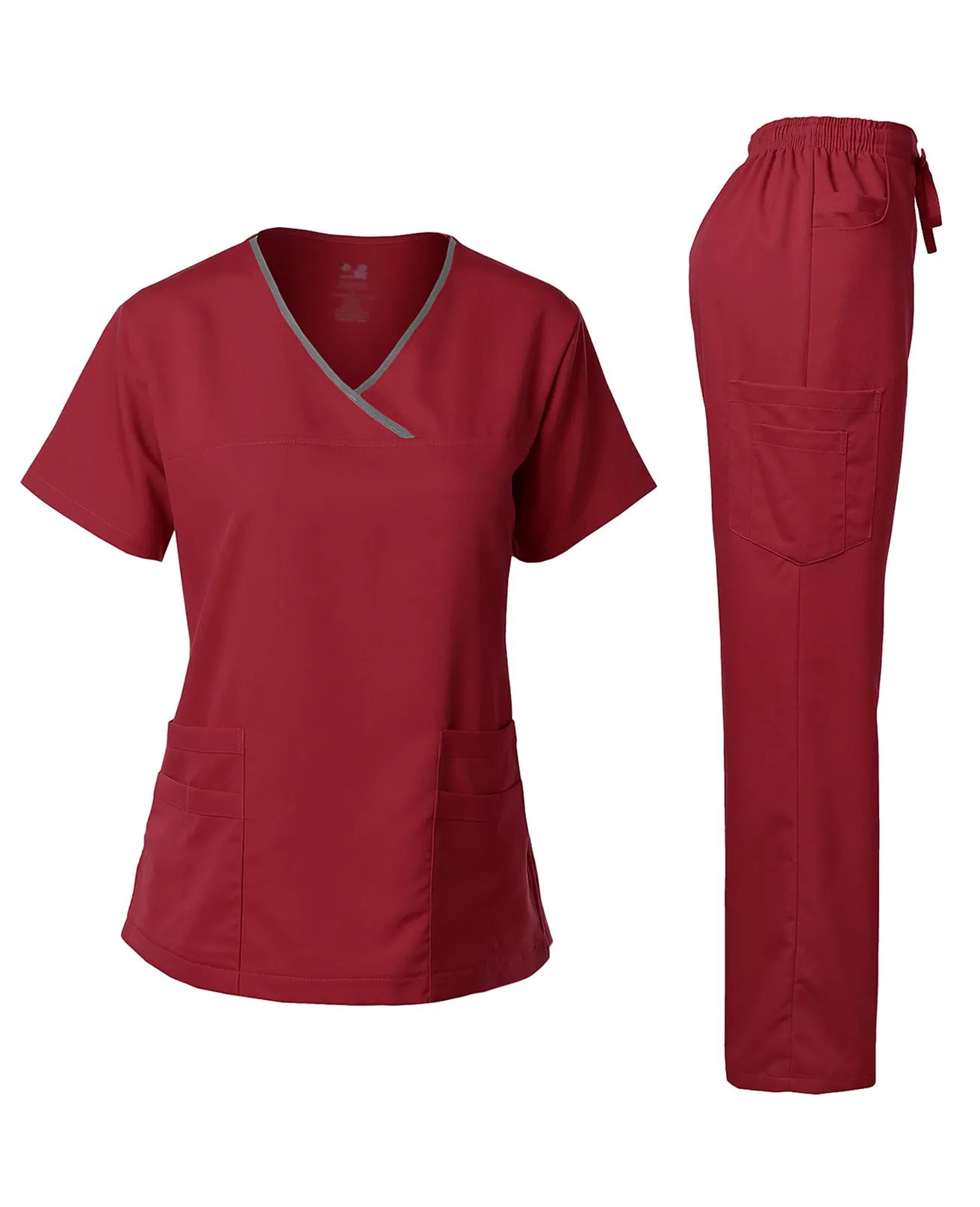 Natural Stretch Women's Contrast Y-Neck Scrub Sets [NS2104]