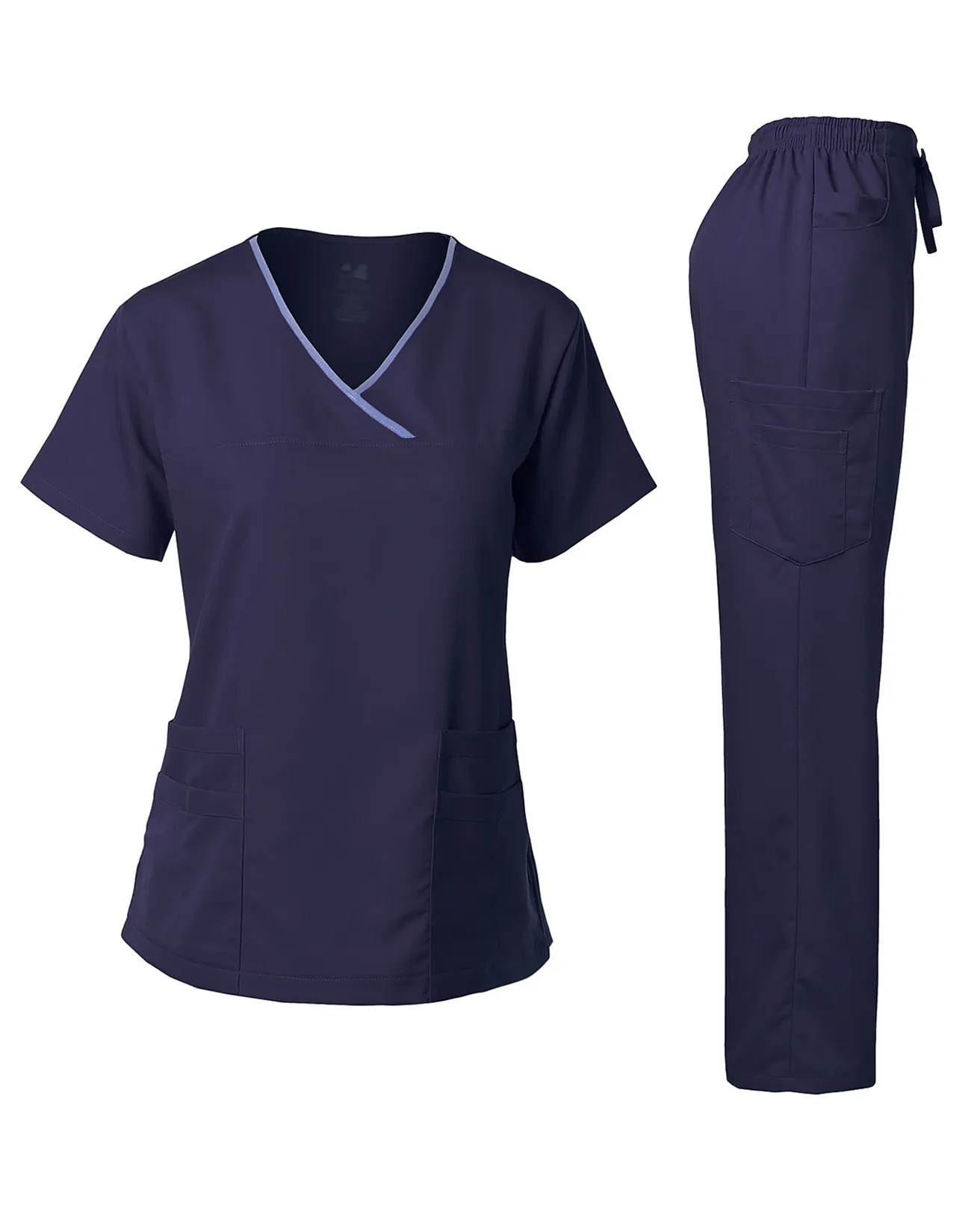 Natural Stretch Women's Contrast Y-Neck Scrub Sets [NS2104]