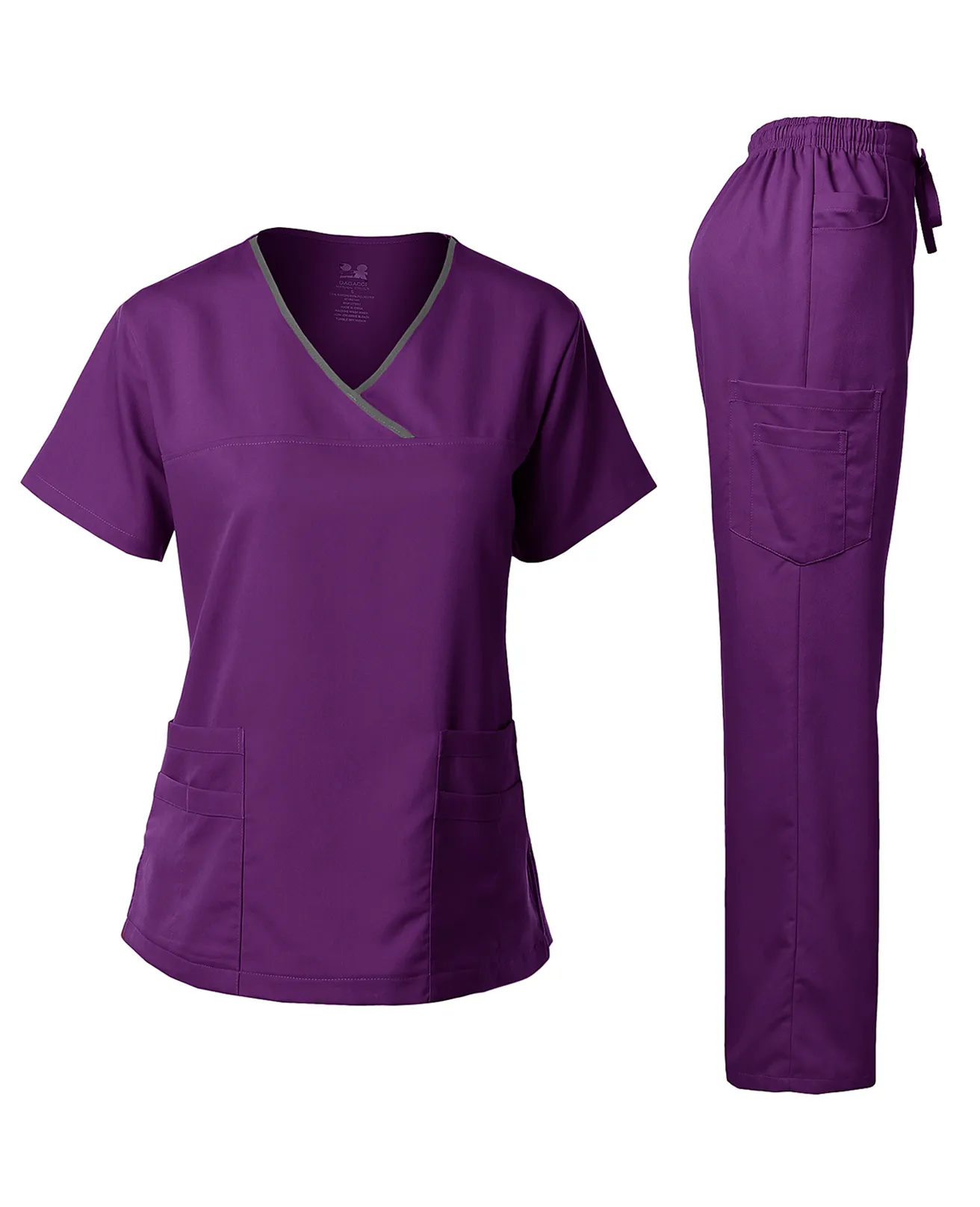 Natural Stretch Women's Contrast Y-Neck Scrub Sets [NS2104]